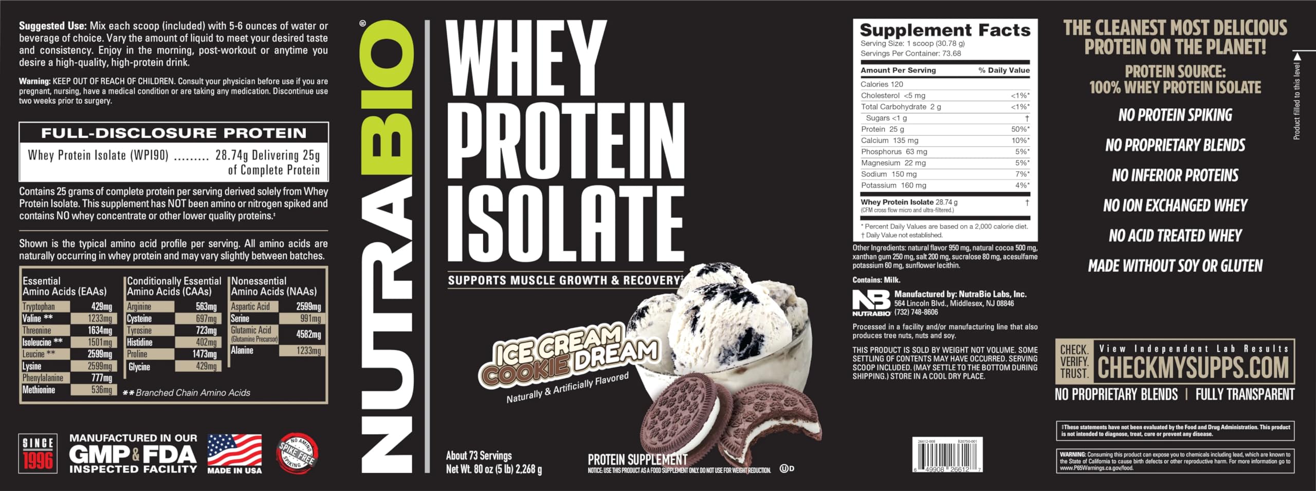 NutraBio Whey Protein Isolate Supplement – 25g of Protein Per Scoop with Complete NutraBio uk supplements