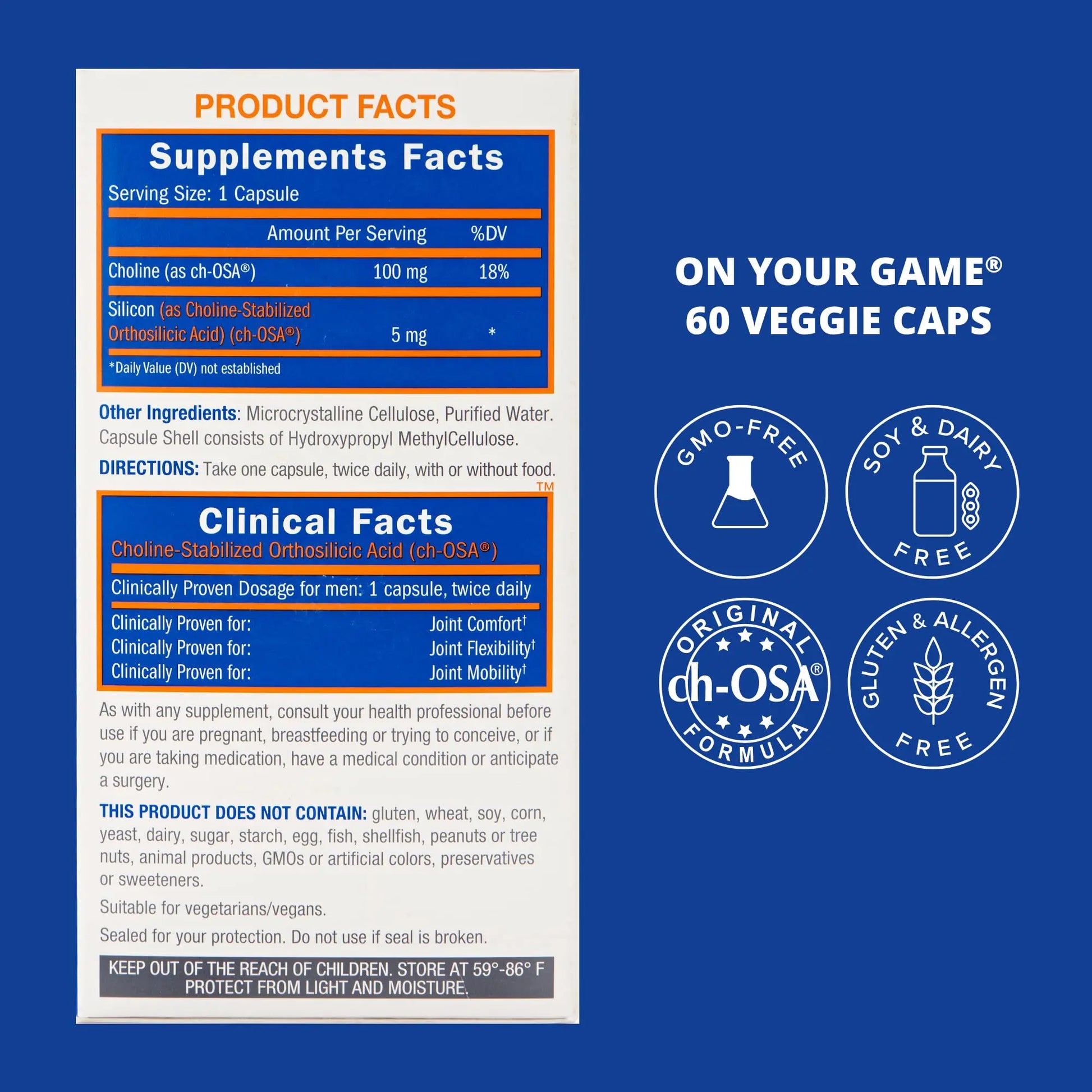 Biosil On Your Game - 60 Veggie Capsules, Pack of 2 - with Patented ch-OSA Complex - Increase Collagen Production for Joint Pain Relief, Flexibility & Range of Motion - GMO Free - 60-Day Supply Biosil uk supplements