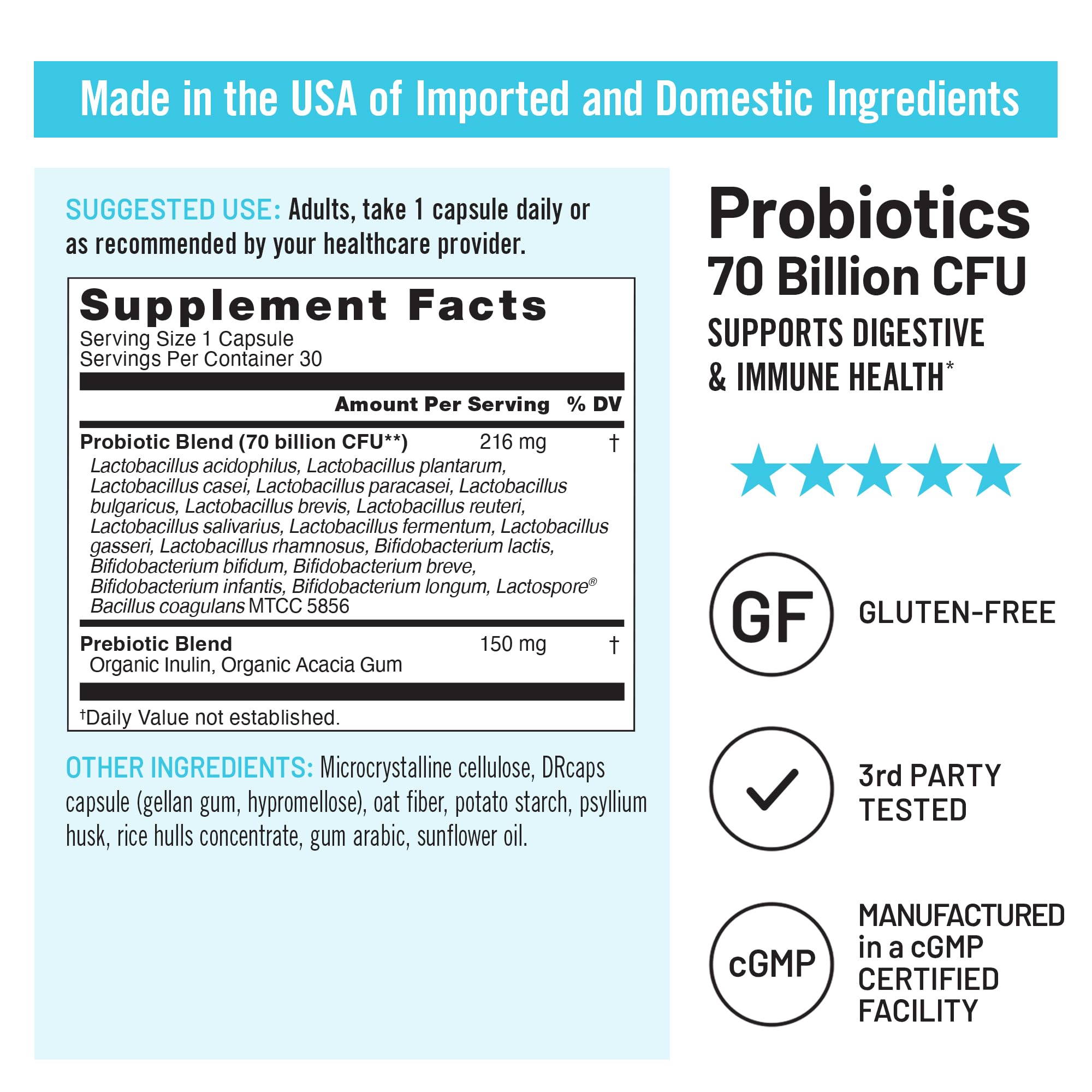 NatureWise Probiotics 70 Billion CFU - 17 Strains + Organic Prebiotics - Immune, Digestive & Gut Health Support for Women & Men - Vegetarian, Gluten-Free, Non-GMO - 30 Capsules[1-Month Supply] NatureWise uk supplements