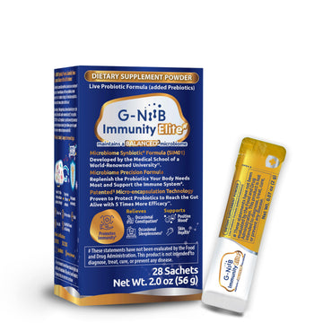 G-NiiB Immunity Elite (SIM01 Synbiotic Formula) - Potent Live probiotics and Added prebiotics to Support Immunity, Regularity, Sleep, Mood, and Skin - 5X More Effective in Reaching the Gut Alive G-NiiB uk supplements