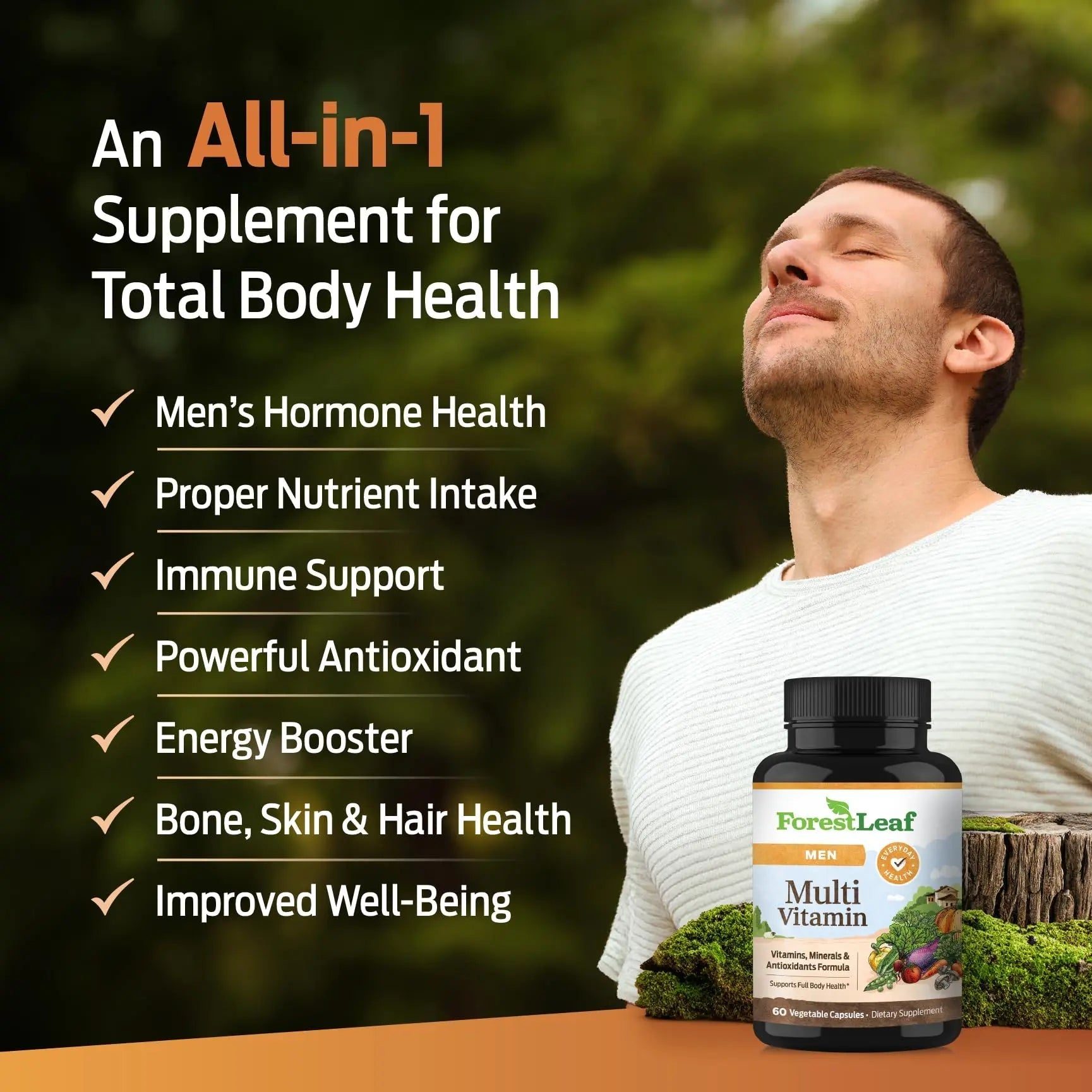 ForestLeaf Daily Vitamin Multivitamin for Men, Multi-Vitamin for Men - Mens Multivitamins & Multiminerals Supplement | ForestLeaf uk supplements