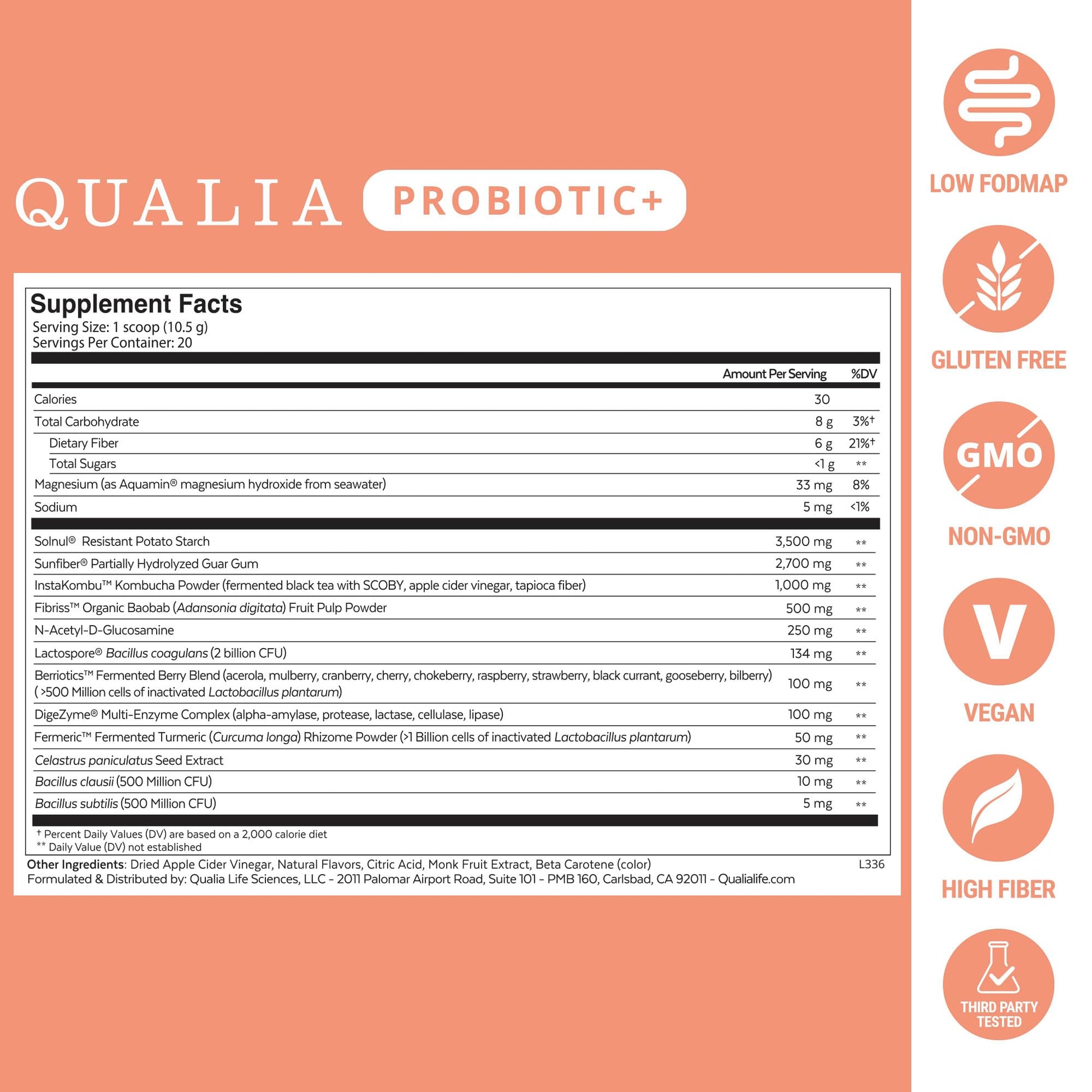 Qualia Probiotic - 28 Science-Backed Spore Probiotics, Prebiotics, and Postbiotics. Total Gut Support. Soothes Digestive discomfort. Ethically sourced. Promotes Akkermansia Growth. 1 Month Supply QUALIA LIFE SCIENCES uk supplements