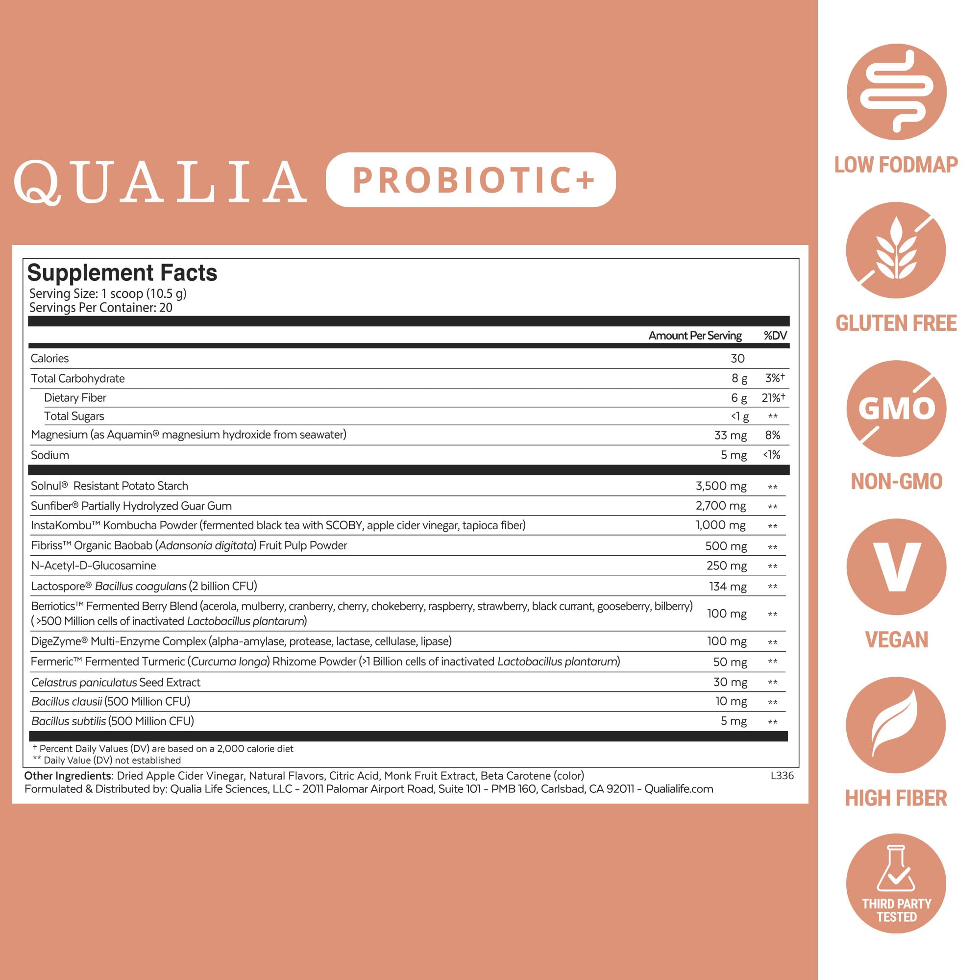 Qualia Probiotic - 28 Science-Backed Spore Probiotics, Prebiotics, and Postbiotics. Total Gut Support. Soothes Digestive discomfort. Ethically sourced. Promotes Akkermansia Growth. 1 Month Supply QUALIA LIFE SCIENCES uk supplements