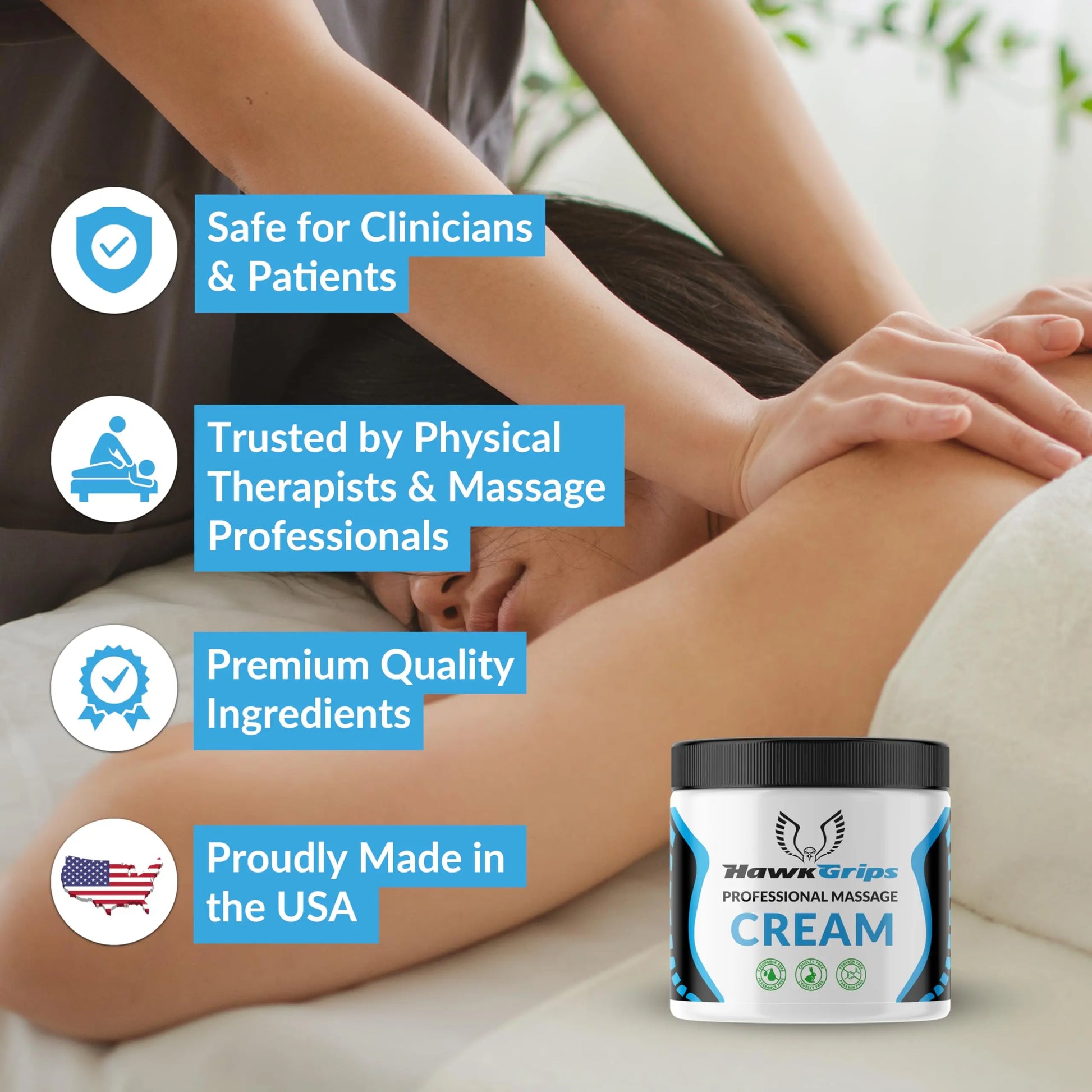 HawkGrips 8oz Massage Emollient and 8oz Massage Cream Bundle, Unscented, IASTM Massage, Cupping Therapy, Whole Body Muscle Cream, Deep Tissue Professional Massage Therapy HawkGrips uk supplements