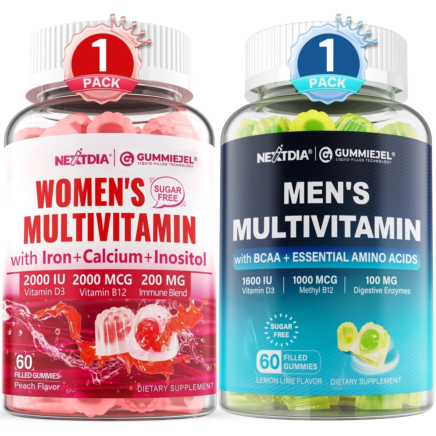 Nextdia Mens Multivitamin Gummies 60 Count + Womens Multivitamin Gummies 60 Count Nextdia uk supplements