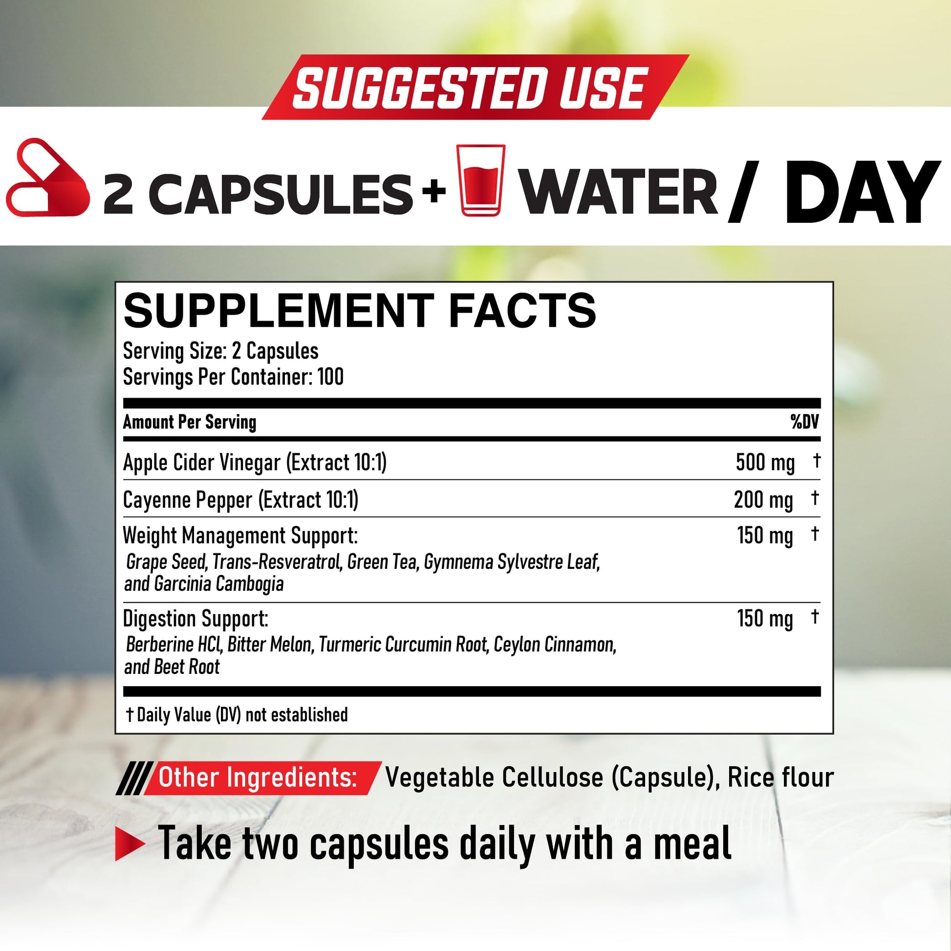 12in1 Apple Cider Vinegar Supplements - 200 Capsules with Cayenne Pepper, Grape Seed DEDICAD uk supplements