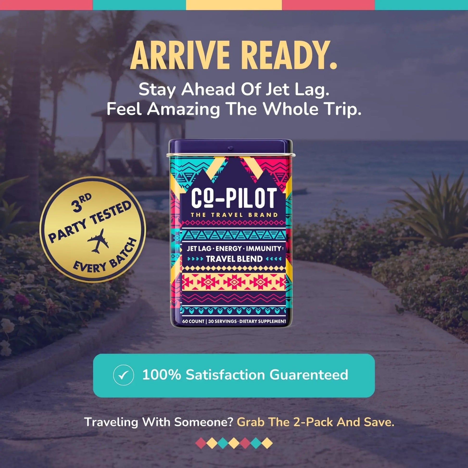 Travel Vitamin Supplement for Flight and Daily, Jet Lag, Energy, Immune, Digestion Support, Promote Calmness with Ashwagandha, Rhodiola, Chia Co-Pilot The Travel Brand uk supplements
