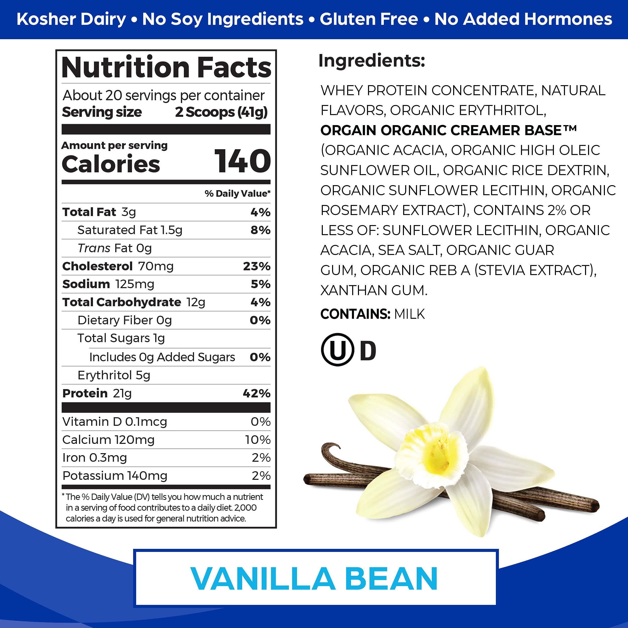Orgain Whey Protein Powder, Vanilla Bean - 21g Grass Fed Dairy Protein, Gluten Free Orgain uk supplements