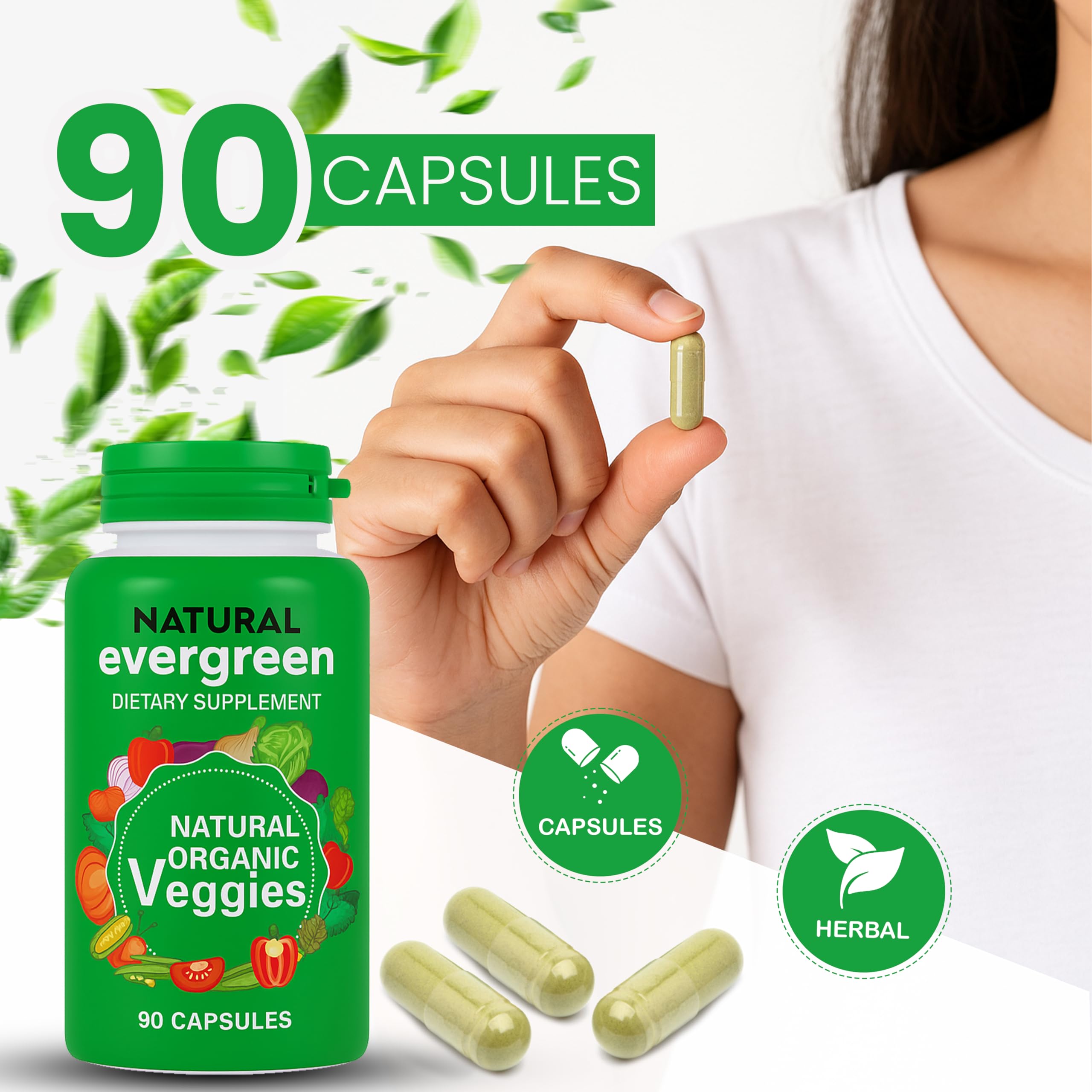 Fruit and Veggies Supplement – 100% Natural Super Greens Blend with Fruits & Vegetables | Veggie Capsules for Adults & Kids | Daily Nutrient Support Packed with Natural Vitamins & Minerals Natural Evergreen uk supplements