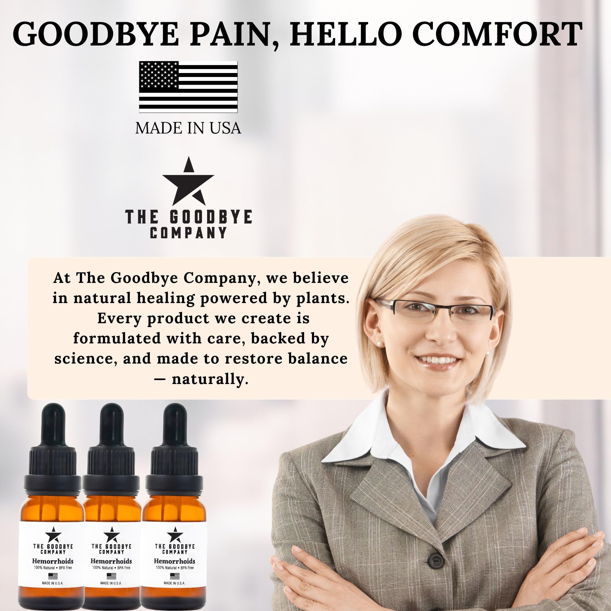 The Goodbye Company Organic Hemorrhoid Relief Serum - Natural Witch Hazel Treatment for Pain, Itch & Swelling - Internal External Soothing Formula - Vegan, USA Made, 15mL The Goodbye Company uk supplements