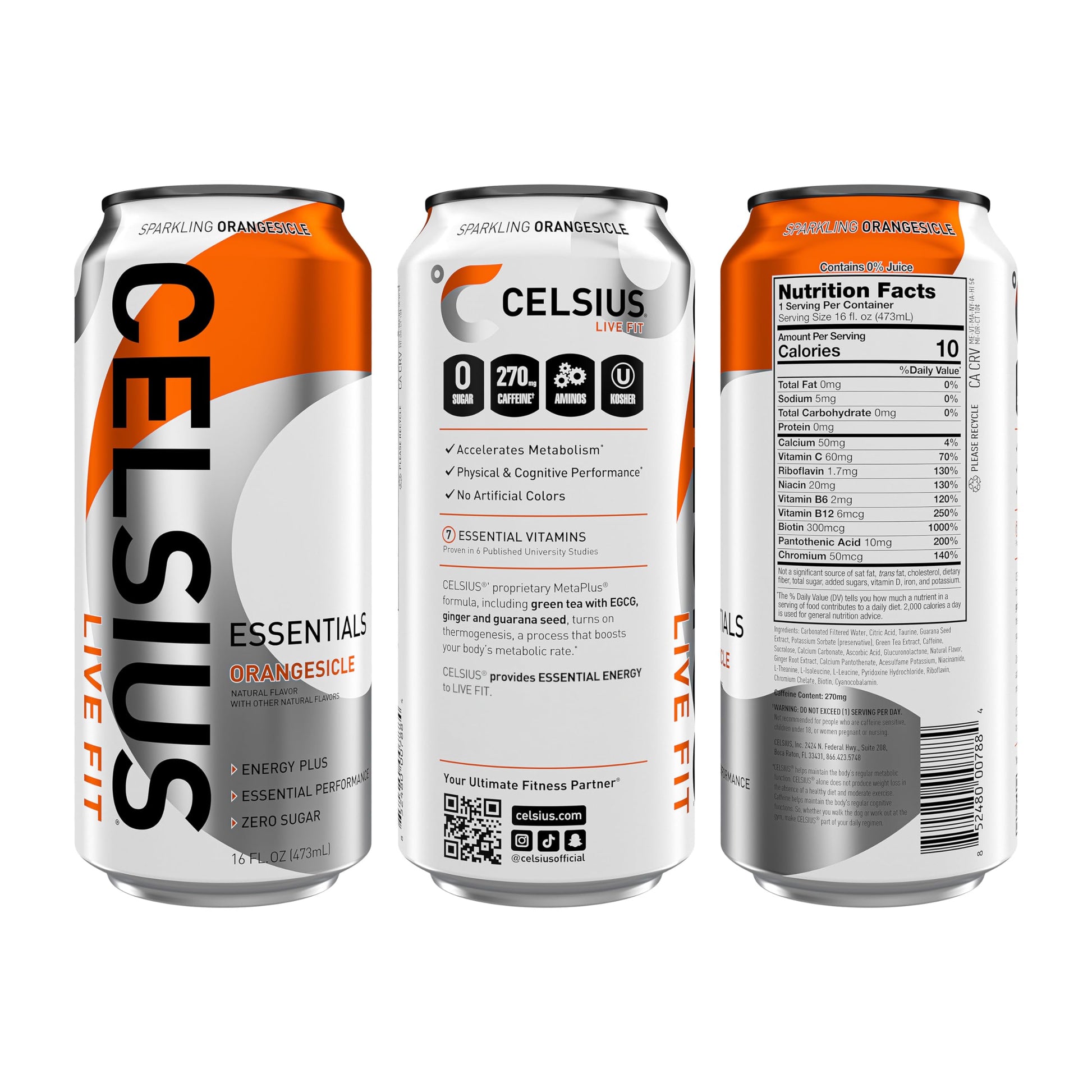 CELSIUS ESSENTIALS, Sparkling Orangesicle, Performance Energy Drink 16 Fl Oz (Pack of 12) CELSIUS uk supplements