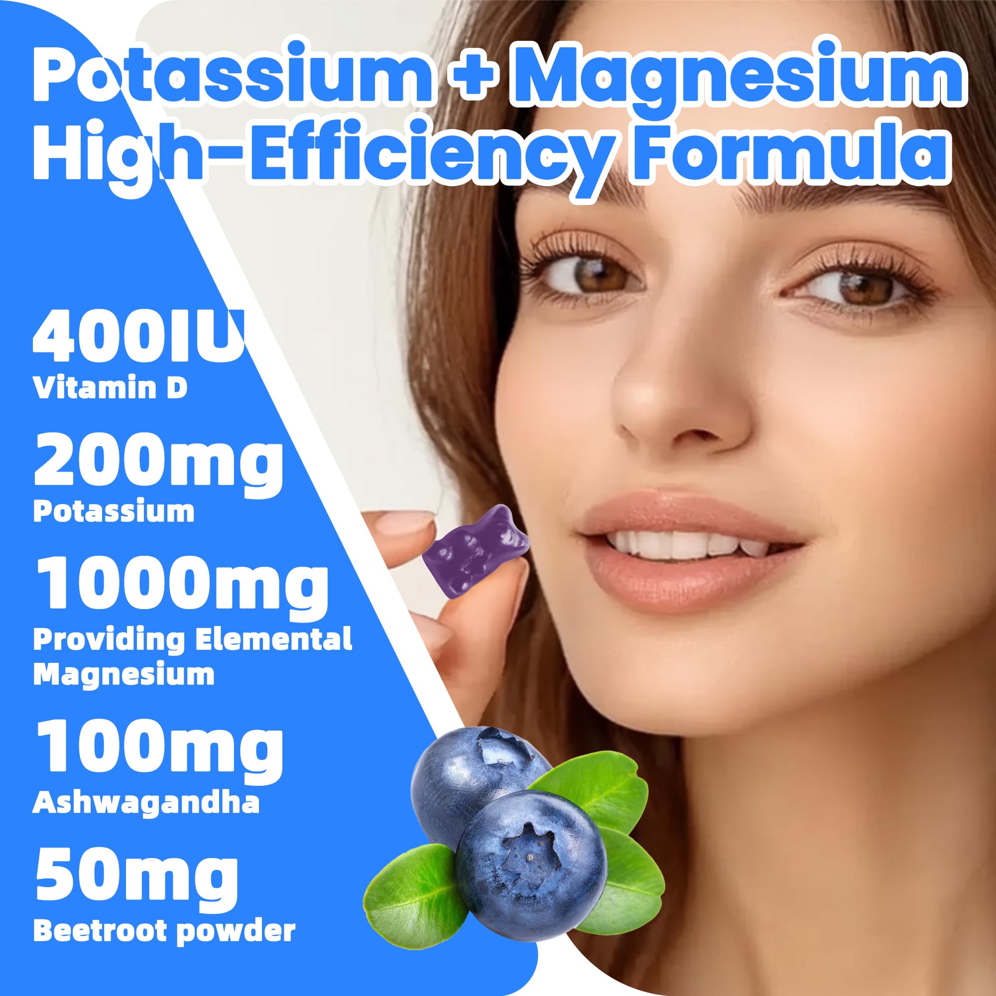 Potassium Magnesium Gummies,Potassium Supplement w/Ashwagandha,High Absorption Magnesium Glycinate,B6,D3,Potassium Citrate for Leg Cramps,Muscle,Electroyte for Adults Kids,Sugar-Free, 60 Gummies NUTRAGOGO uk supplements