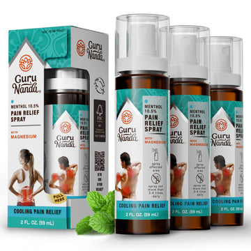 GuruNanda Menthol with Magnesium Spray for Pain Relief – 10.5% Menthol Cooling Spray for Muscle, Joint & Back Discomfort – No-Mess, Fast-Acting Relief, Pack of 3 GuruNanda uk supplements