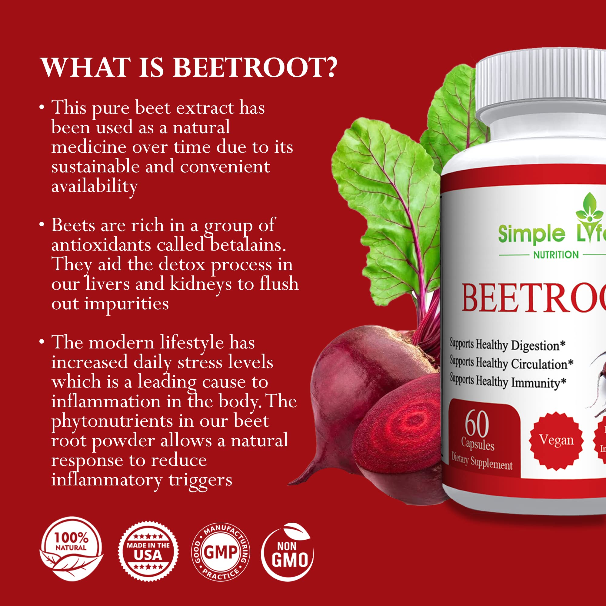Simple Life Nutrition Organic Beet Root Powder Capsules - Nitric Oxide Booster for Men Simple Life Nutrition uk supplements