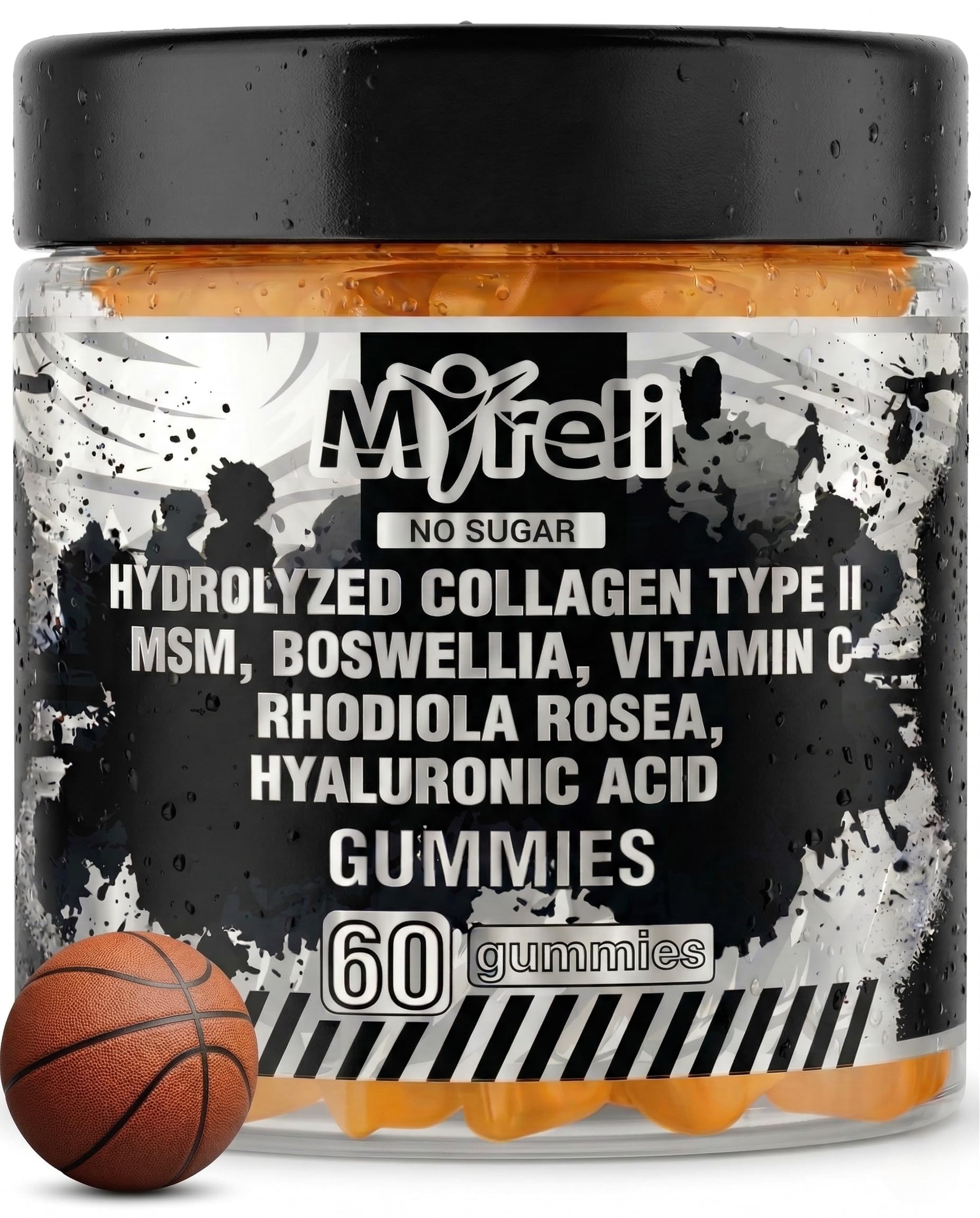 MYRELI Hydrolyzed Collagen Type II 500mg, MSM 700mg, Boswellia 200mg, Vitamin C 400mg, Rhodiola 100mg, Hyaluronic Acid 100mg, Joint Mobility, Flexibility, Basketball Athletes, Vegan, Non GMO, 60 Gummy MYRELI uk supplements