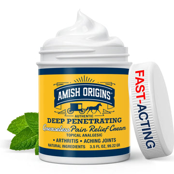 Amish Origins Arthritis Pain Relief Cream - 3.5 oz - Maximum Strength Deep Penetrating for Joint, Muscle, Knee, Back, Feet, Hand, Ankle, Aches, 1 Pack Amish Origins uk supplements