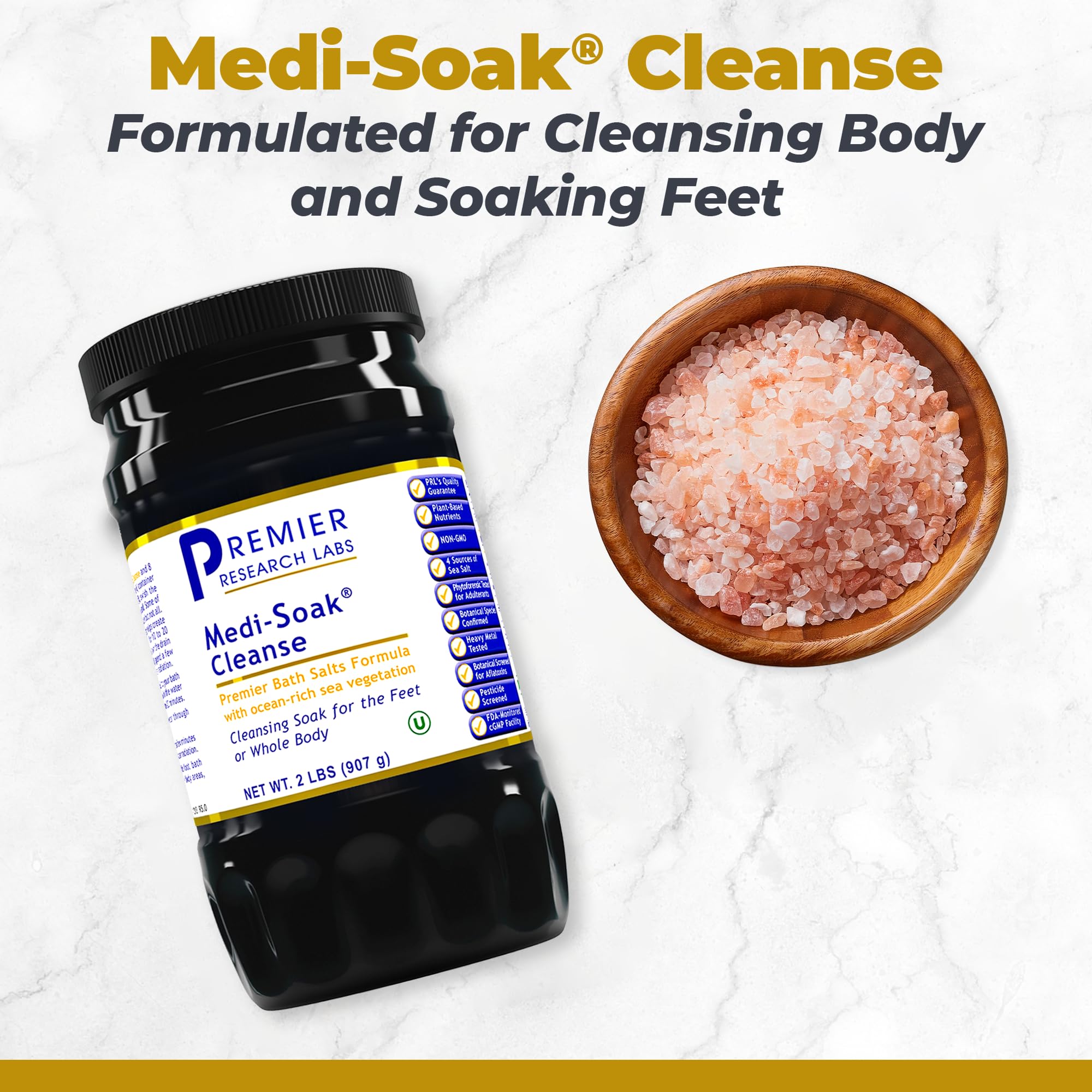 Premier Research Labs Medi-Soak - Bath Salts for Foot and Body Soak, Sea Salt Bath for Women and Men, Relaxing Mineral Bath Soak, Gentle Exfoliant, Organic, Vegan, No Added Fillers - 2 Lb Premier Research Labs uk supplements