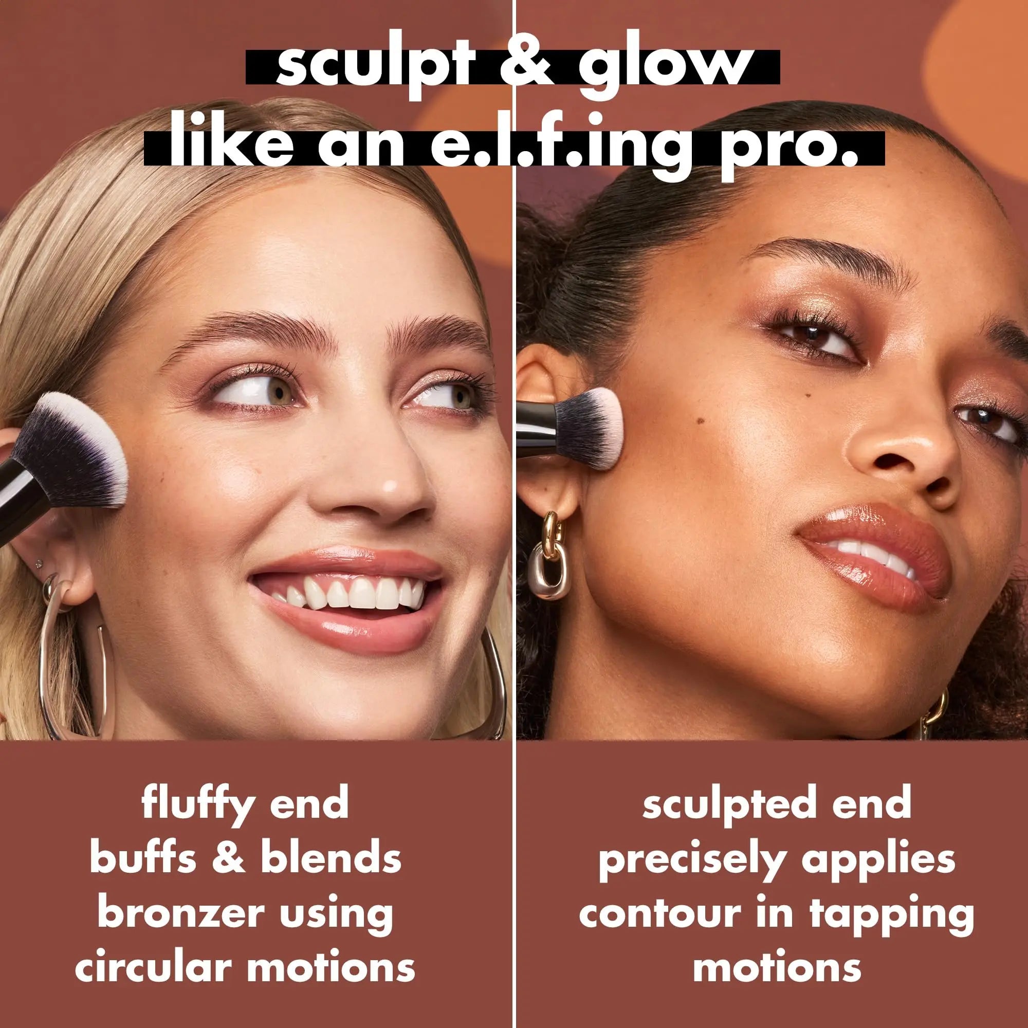 e.l.f. Liquid Bronzer & Contour Duo Brush, Silky Highly Pigmented Formula with Dual-ended Makeup Brush, Synthetic Bristles, 100% Vegan and Cruelty-Free e.l.f. uk supplements