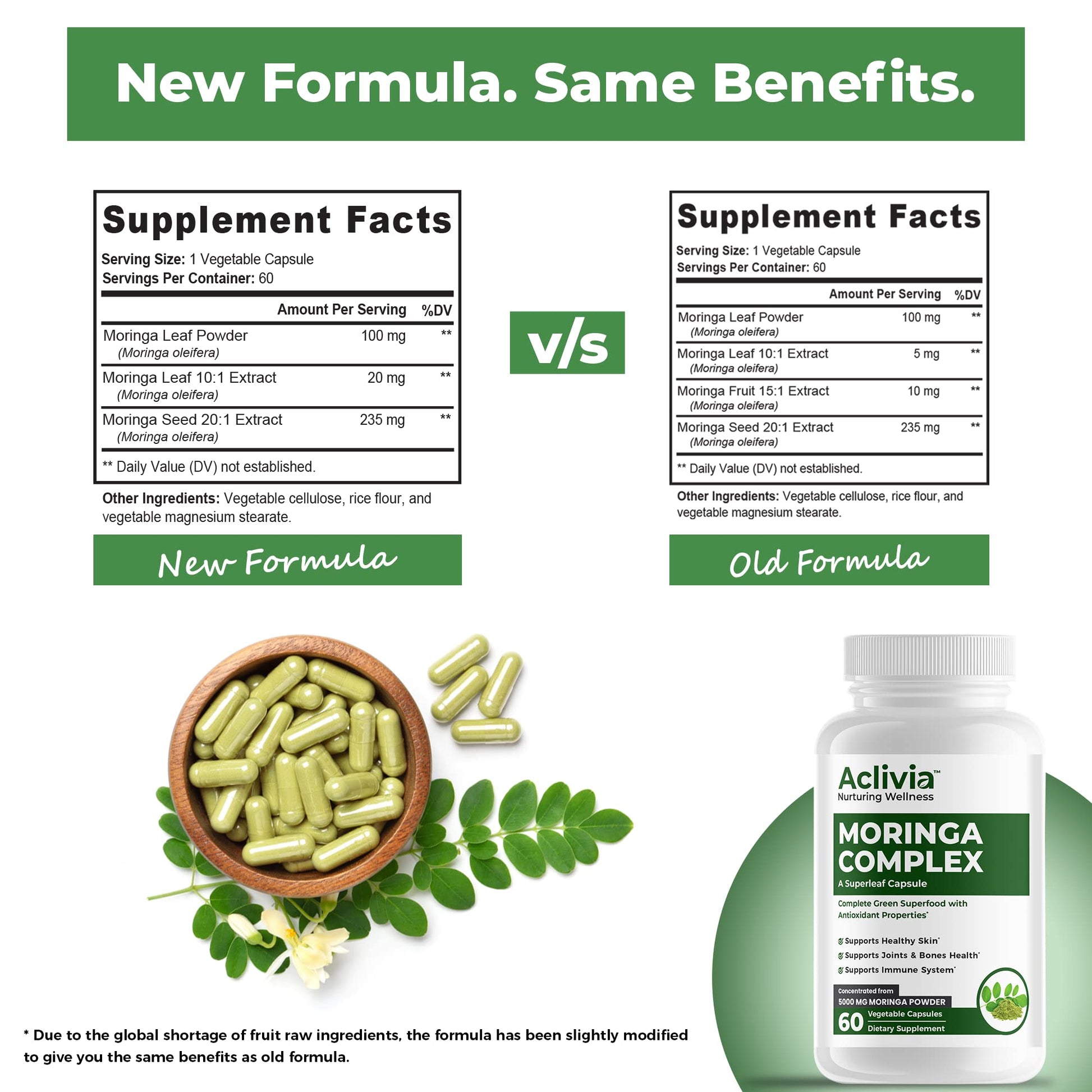 Aclivia - Moringa Complex - Maximum Strength Moringa Oleifera Leaf & Seed Supplement - Superfood Capsules with Antioxidant Properties - 5000mg - 60 Capsules Aclivia uk supplements