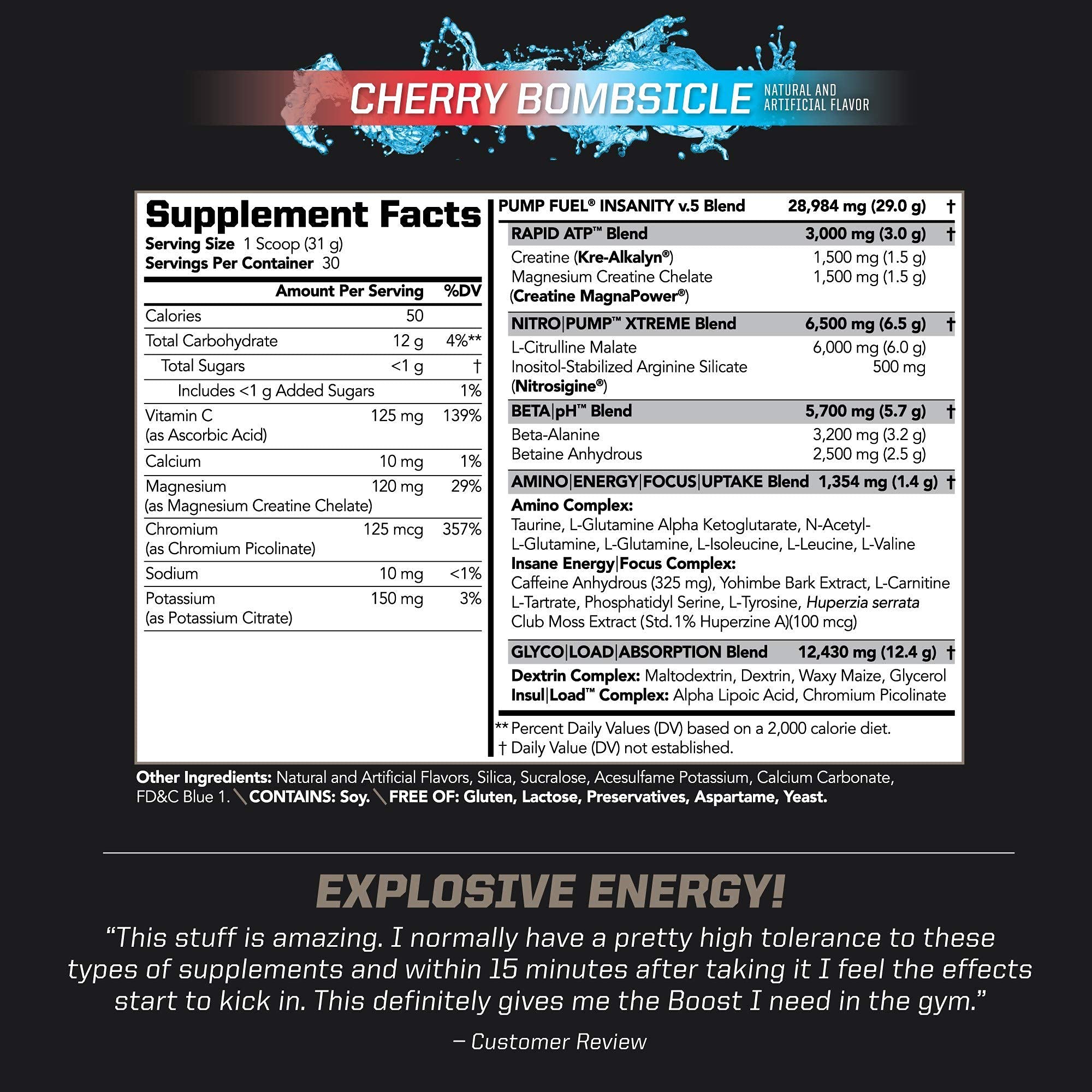 PMD Sports Ultra Pump Fuel Insanity - Pre Workout - Cherry Bombsicle (30 Servings) PMD uk supplements