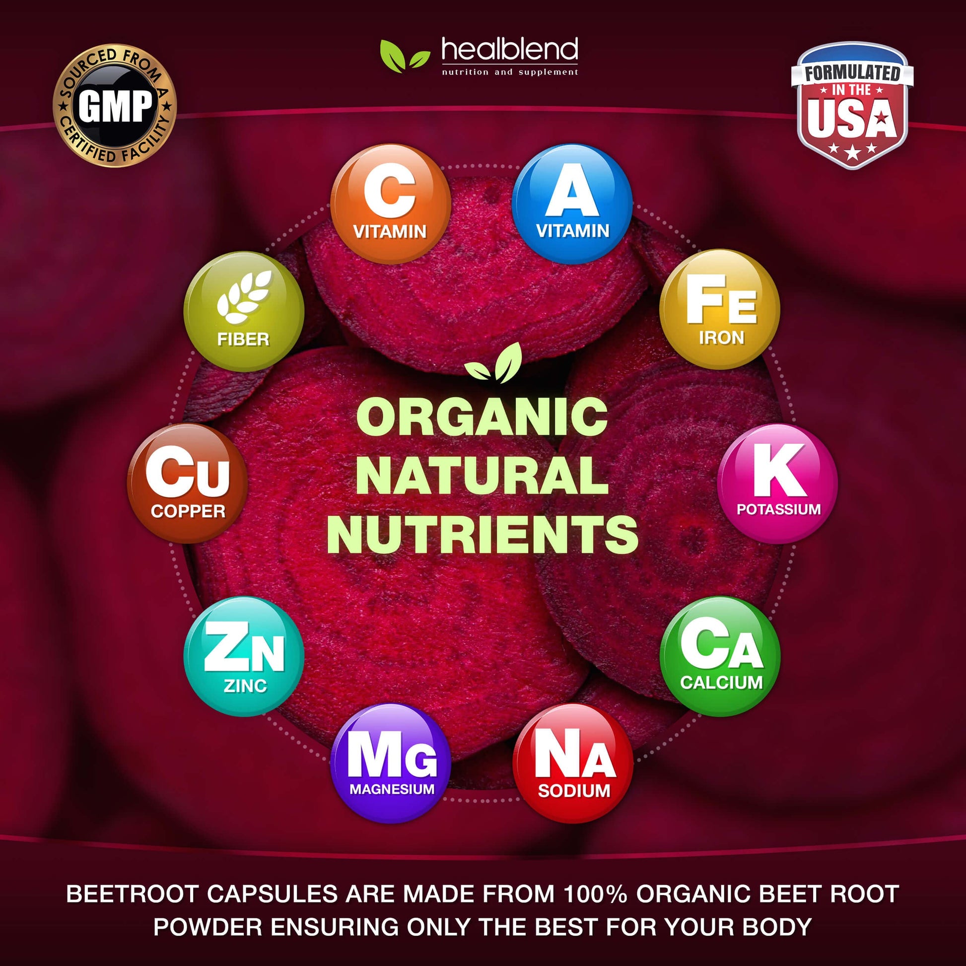healblend Organic Nitric Oxide Beet Root Capsules 1300mg - Support Immune System healblend uk supplements