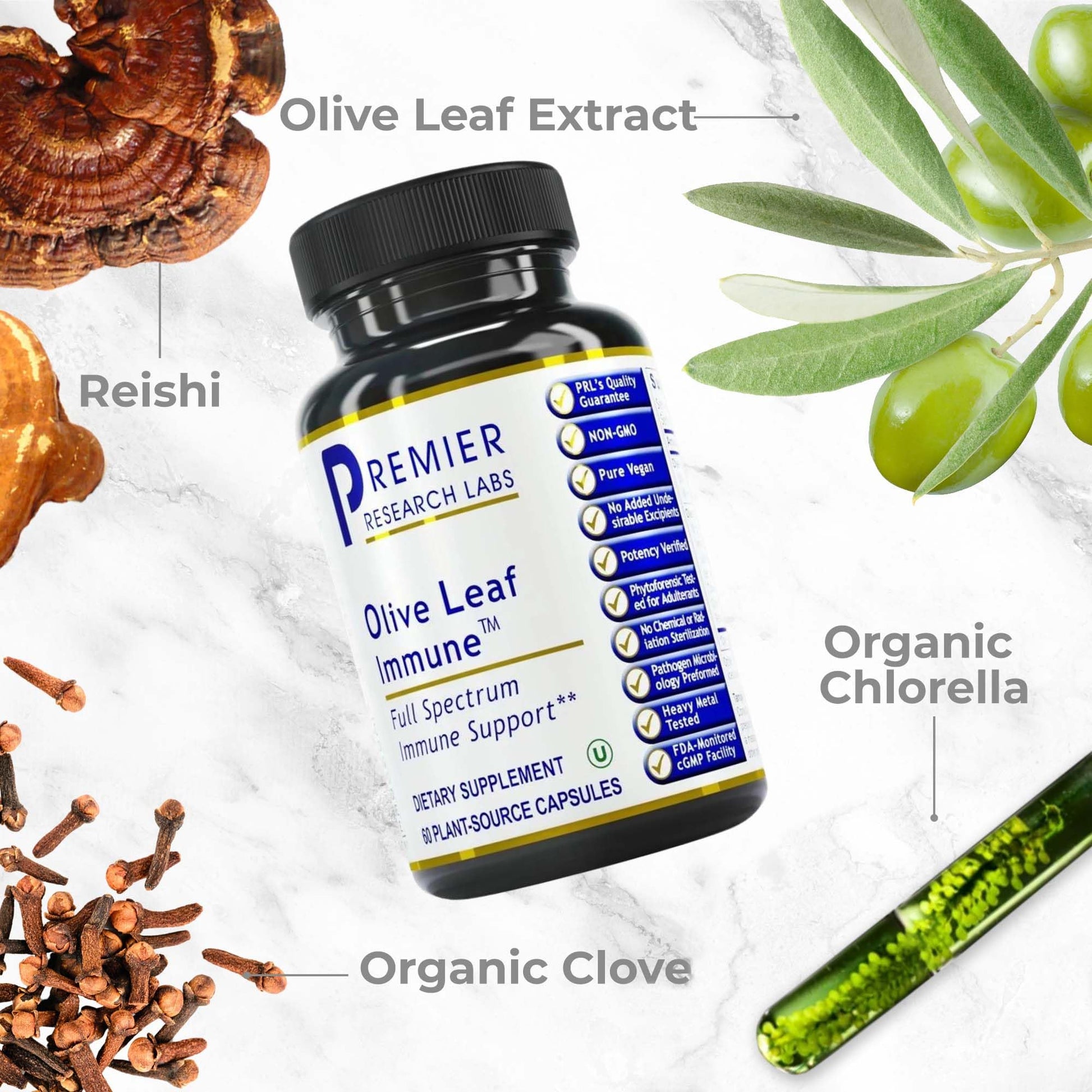 Premier Research Labs Olive Leaf Immune - Olive Leaf Extract Capsules, The Olive Leaf Pills with Phytonutrient Oleuropeinm, Herbal Supplement for Immune & Heart Health Support - 60 Vegetarian Capsules Premier Research Labs uk supplements