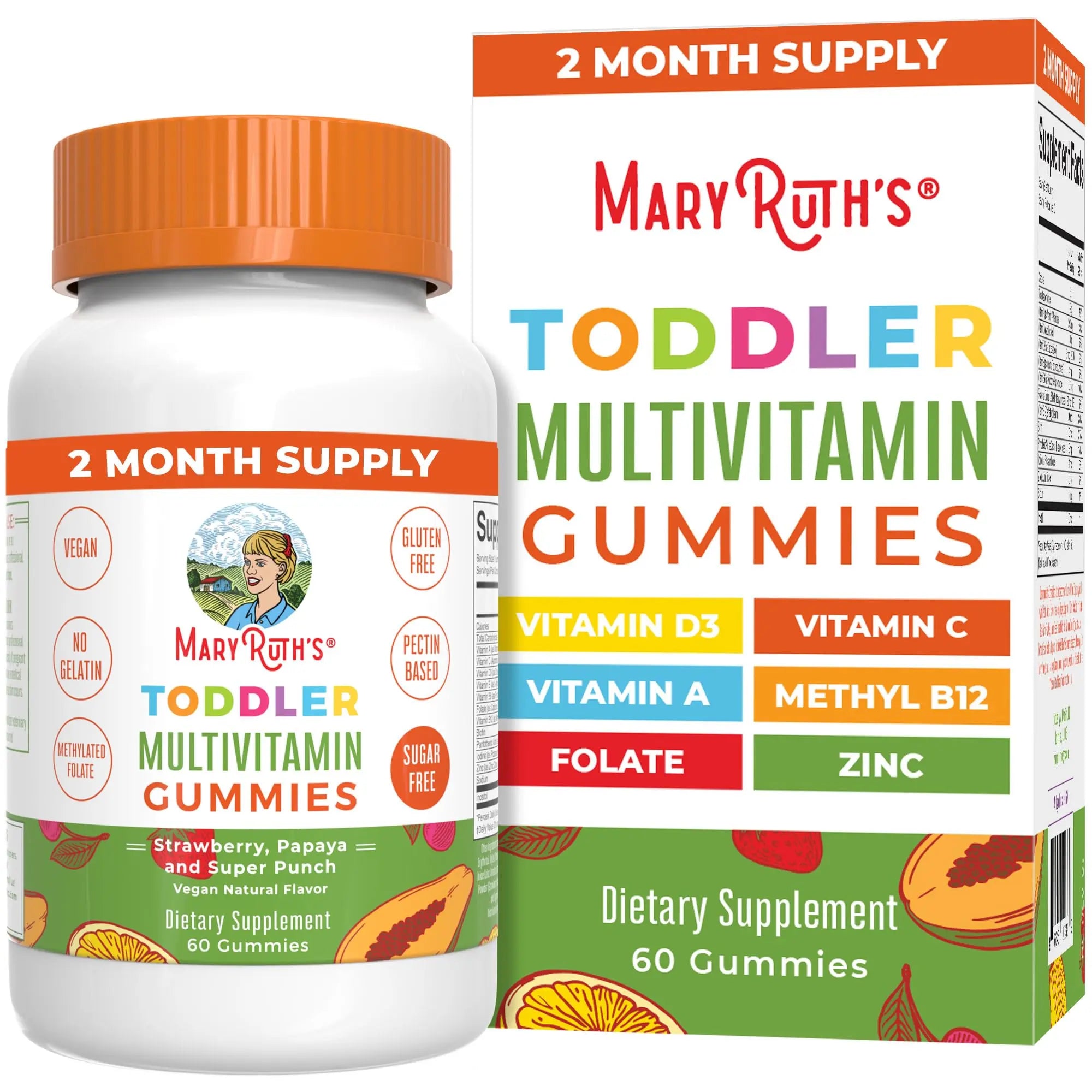 MaryRuth Organics Sugar Free Vitamin Gummies for Kids Age 2 | 2 Month Supply Multivitamin with Vitamin C, D3, Zinc | 1 Gummy Per Day | Toddler Vitamins MaryRuth Organics uk supplements