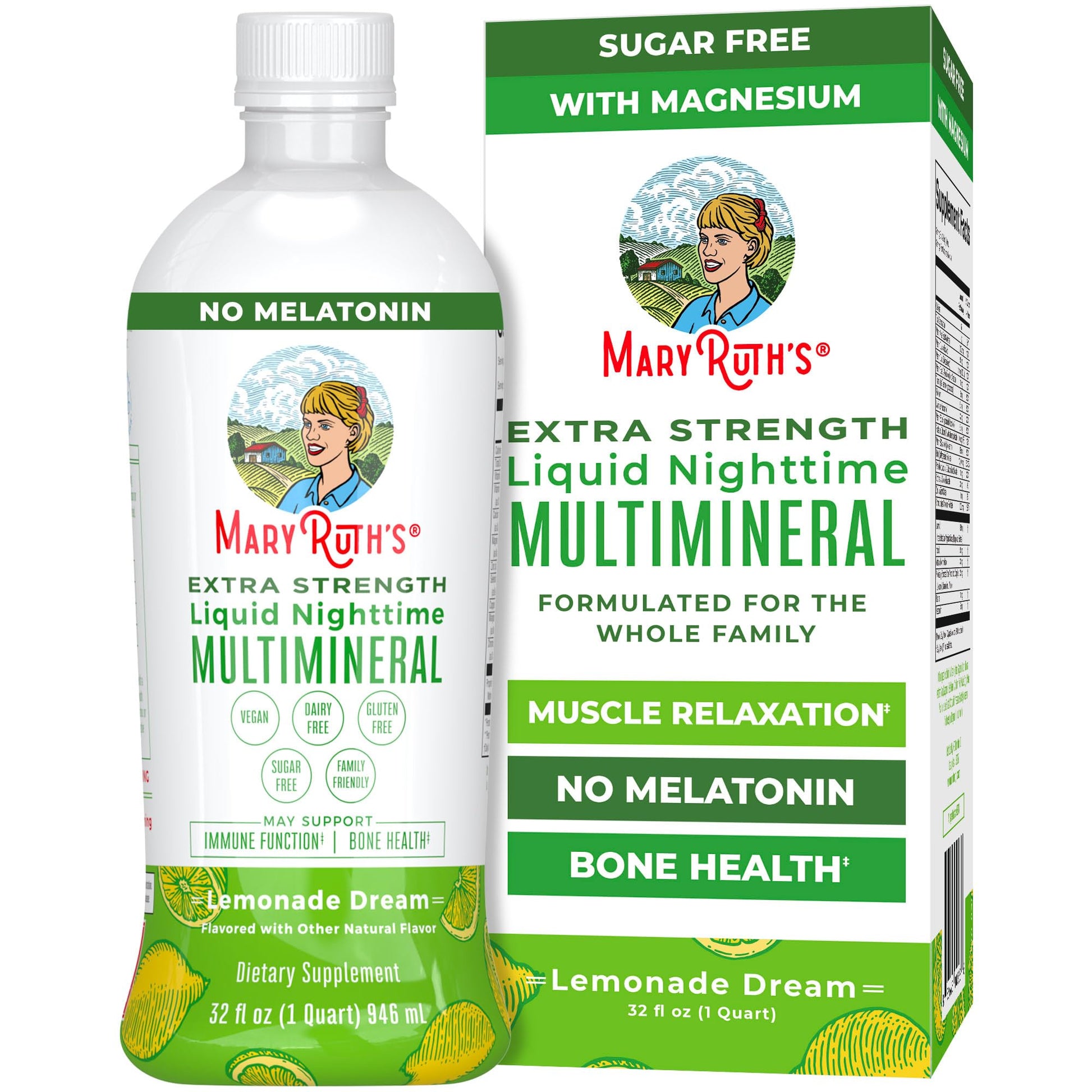 MaryRuth Organics Extra Strength Nighttime Liquid Multimineral | Sugar Free | Calm Magnesium Citrate | NO Melatonin | Calcium Magnesium Zinc | Muscle Relaxation | Lemonade Flavor | Vegan | 32 Serving MARYRUTH'S uk supplements