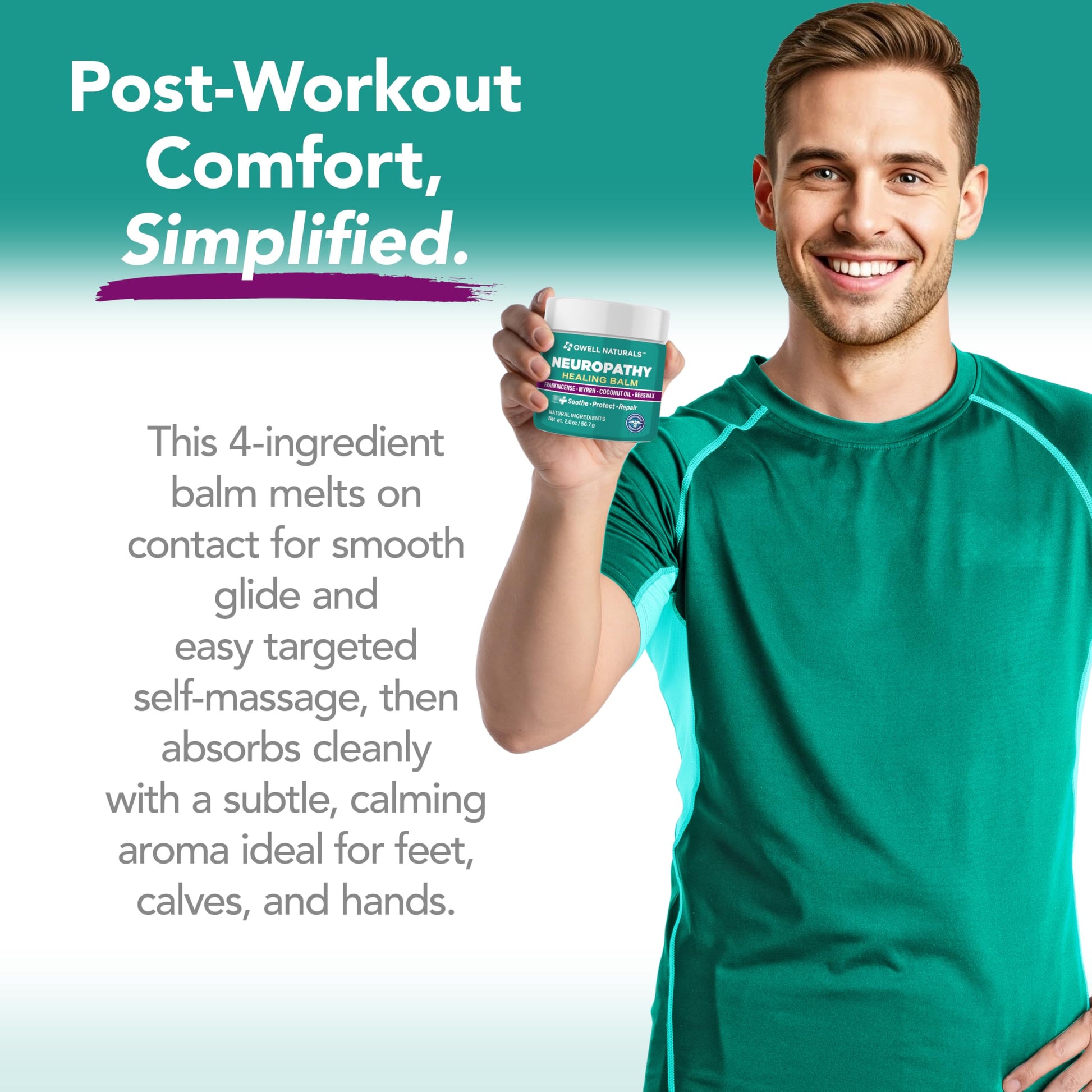 Owell Naturals Neuropathy Balm for Feet, Muscles & Joints – Long Lasting Comfort Formula with Frankincense, Myrrh, Coconut Oil, Beeswax – Fast Absorbing Botanical Skin Care, 2 oz Owell Naturals uk supplements