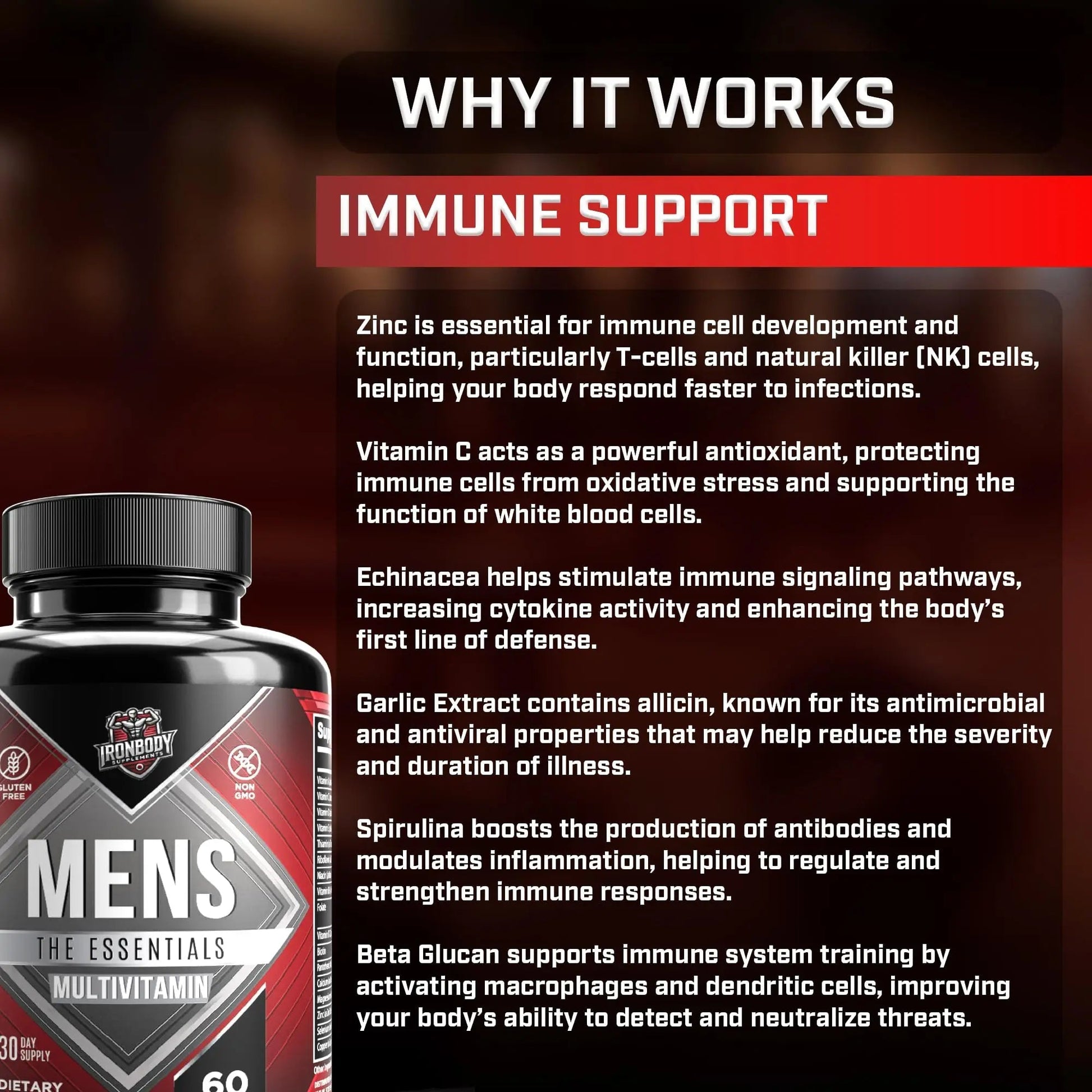 IronBody Supplements, Multivitamin for Men, Vitamins A, B, C, D, E, Zinc. Immune Support, Antioxidant Fruit and Energy Blend. 60 Capsules IronBody Supplements uk supplements