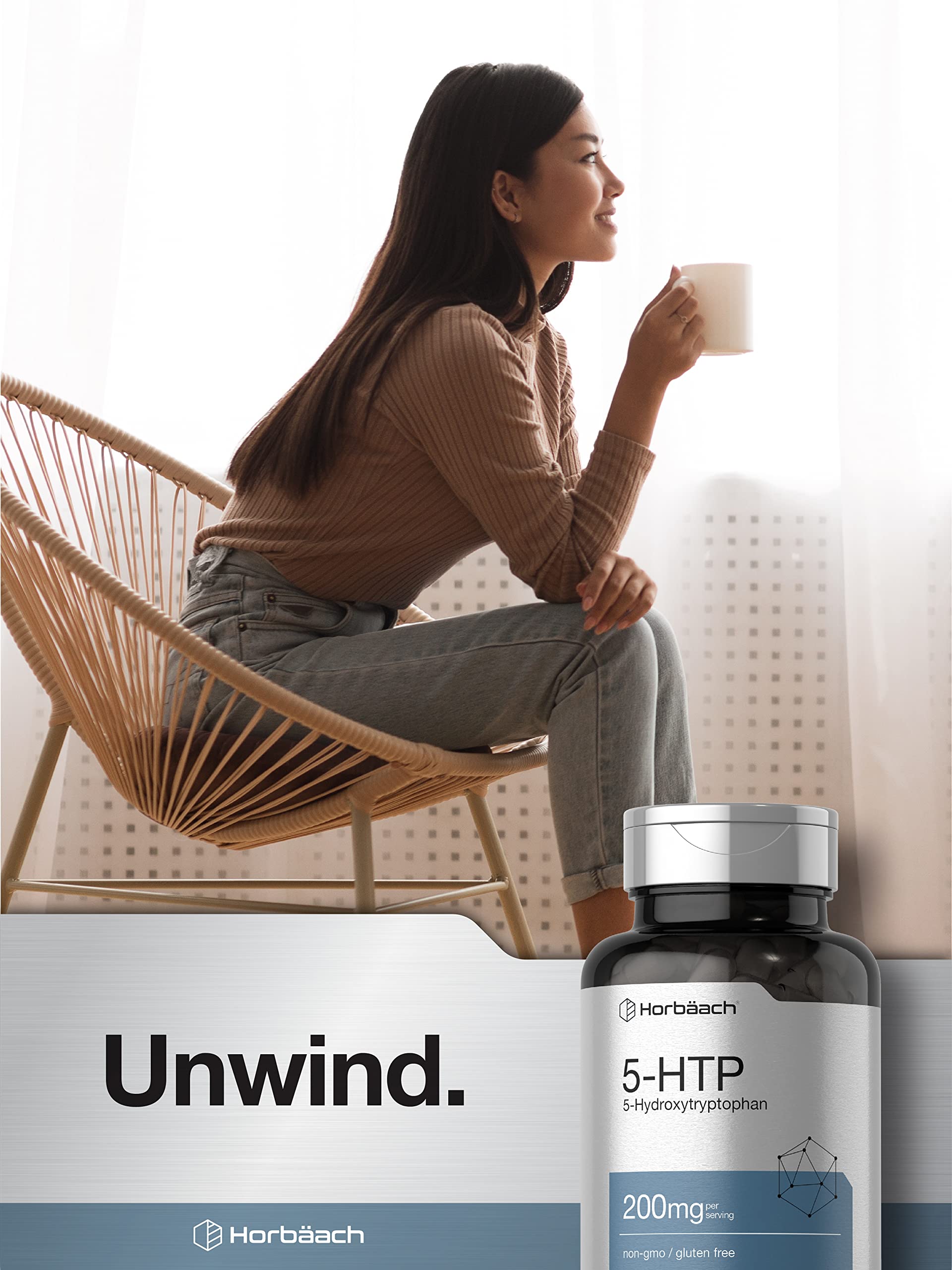 5HTP 200mg Capsules | 180 Capsules | Griffonia Simplicifolia | 5HTP Extra Strength Supple Horbäach uk supplements