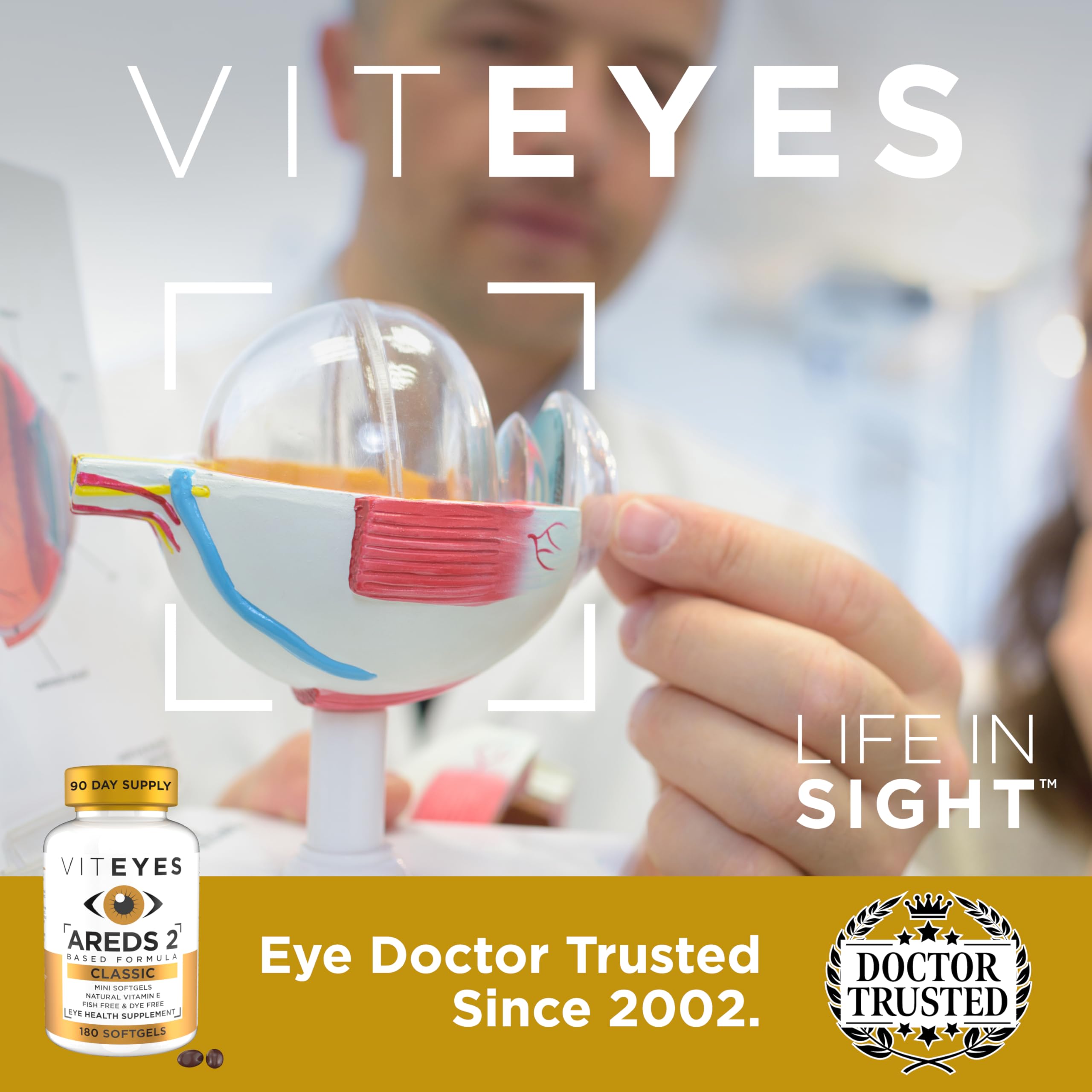 Viteyes AREDS 2 Classic Macular Health Formula Softgels, Eye Health Vitamin to Support Macular Health, Lower Zinc, Eye Vitamins, Macular Vitamins, Beta-Carotene Free, 180 Softgels Viteyes uk supplements