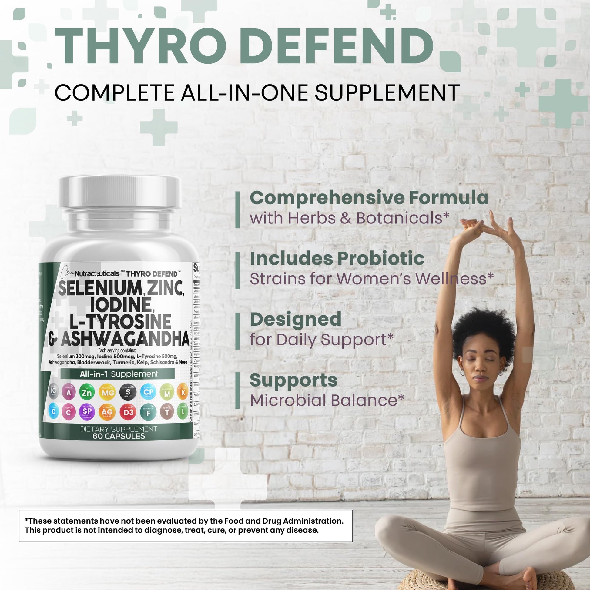 Clean Nutra Selenium 300mcg Iodine 500mcg Thyroid Support for Women & Men | L Tyrosine 500mg Ashwagandha Supplement Bladderwrack, Turmeric, Kelp, Schisandra Zinc Pills Capsule Supplements Clean Nutraceuticals uk supplements
