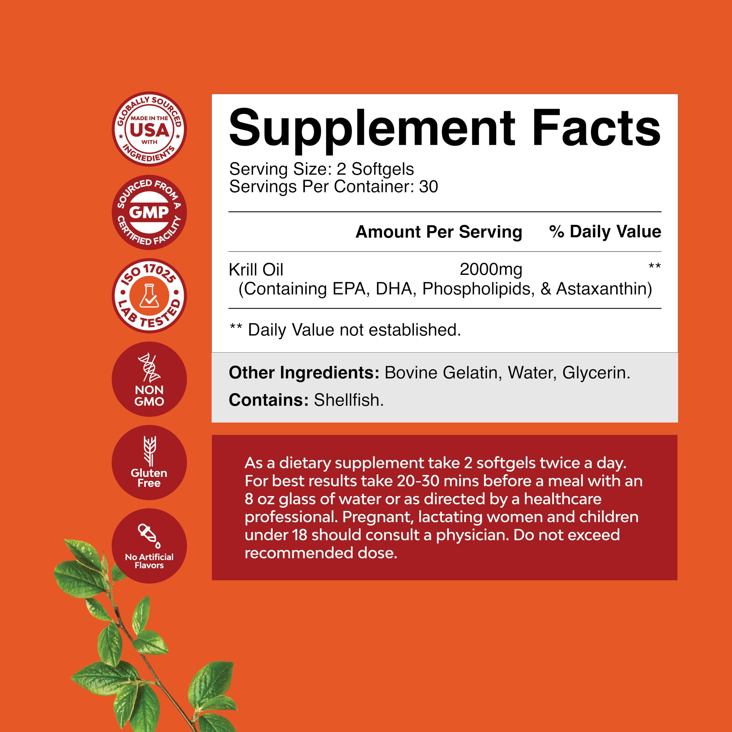 Antarctic Krill Oil 2000mg Softgels Per Serving - Omega 3 Krill Oil Supplement Natures Craft uk supplements