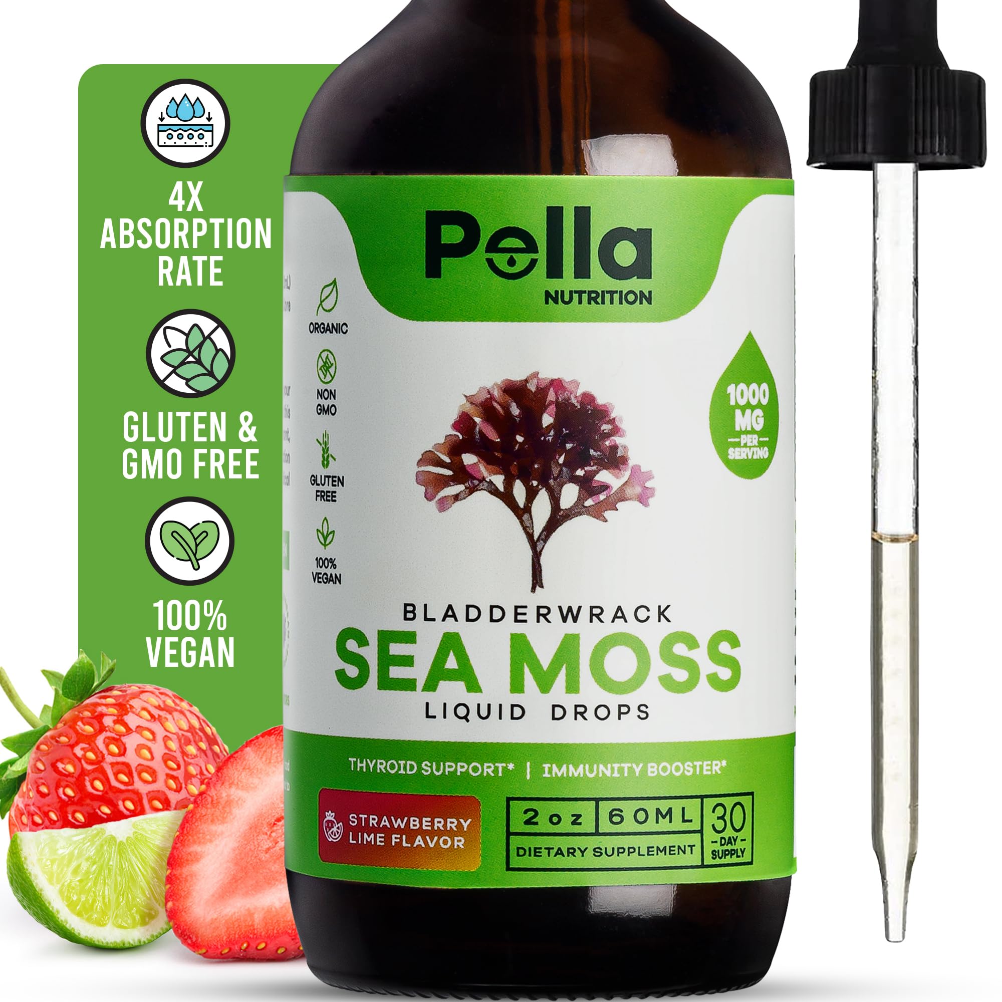 Pella Nutrition Organic Sea Moss Liquid Extract - 1000mg Irish Sea Moss, 4X Stronger Than Pella Nutrition uk supplements