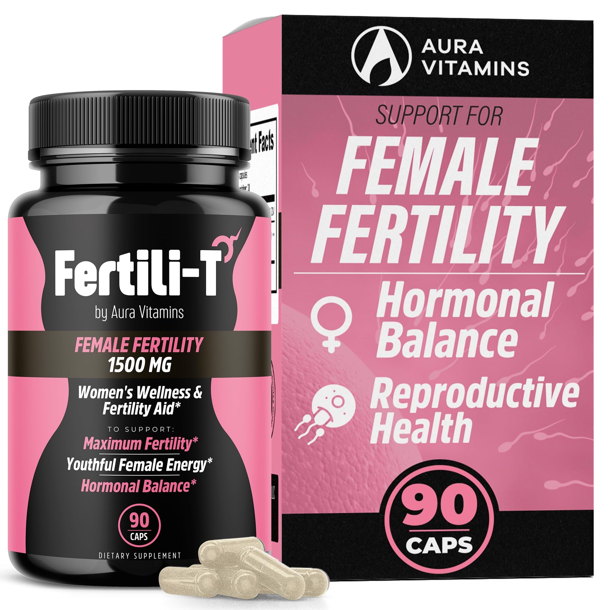 Fertili-t Female (90 Caps) Natural Fertility Support, Hormonal Balance & Prenatal Vitamins for Women, Conception Support, Natural Fertility Supplement with Aguaje & Red Maca (30-Day Supply) (1) AURA VITAMINS uk supplements