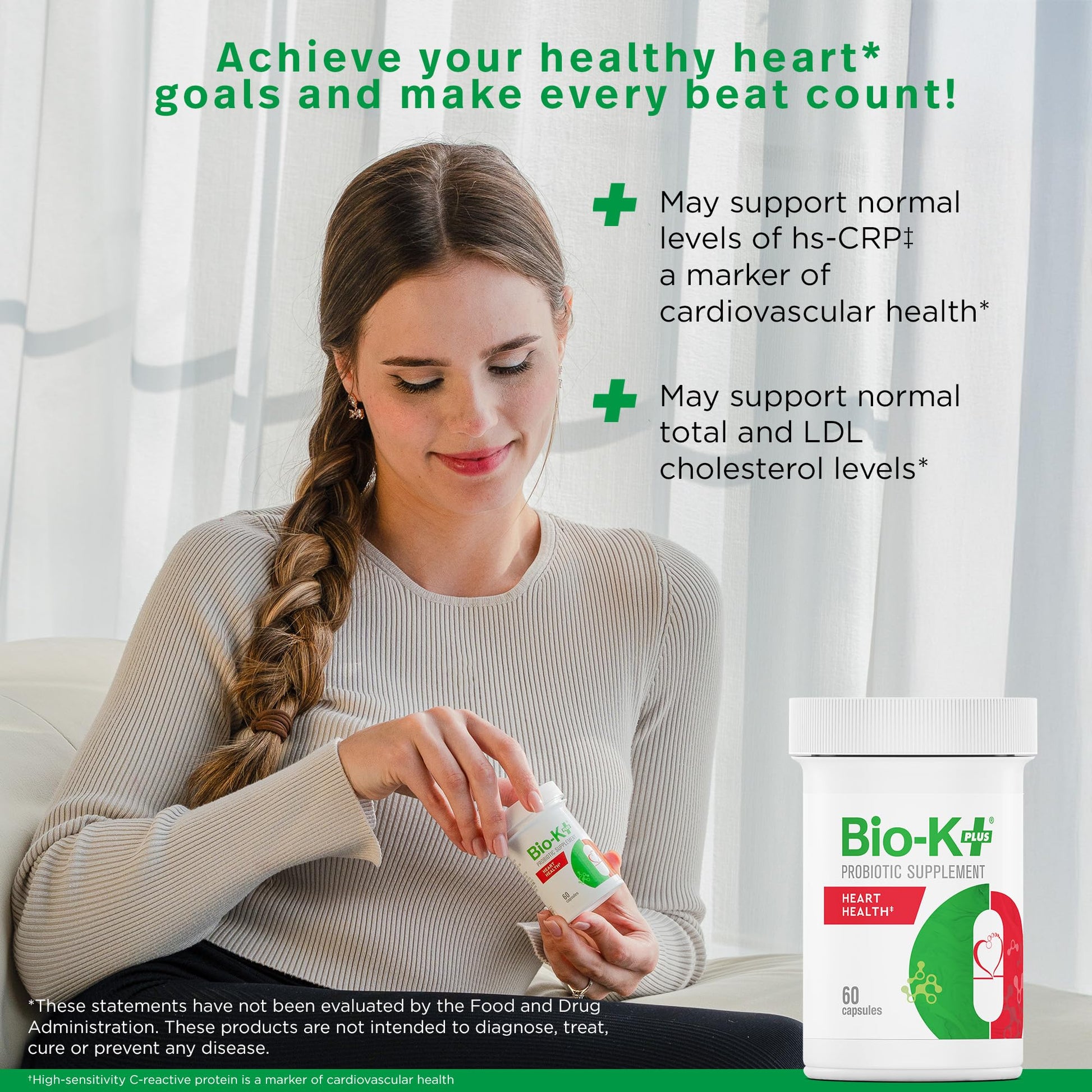 Bio-K+ Probiotics for Heart Health with Limosilactobacillus reuteri LRC – Heart Health Probiotic for Cholesterol & Cardiovascular Support, 5 Billion CFU, Vegan, Shelf-Stable – 60 Capsules Bio-K Plus uk supplements