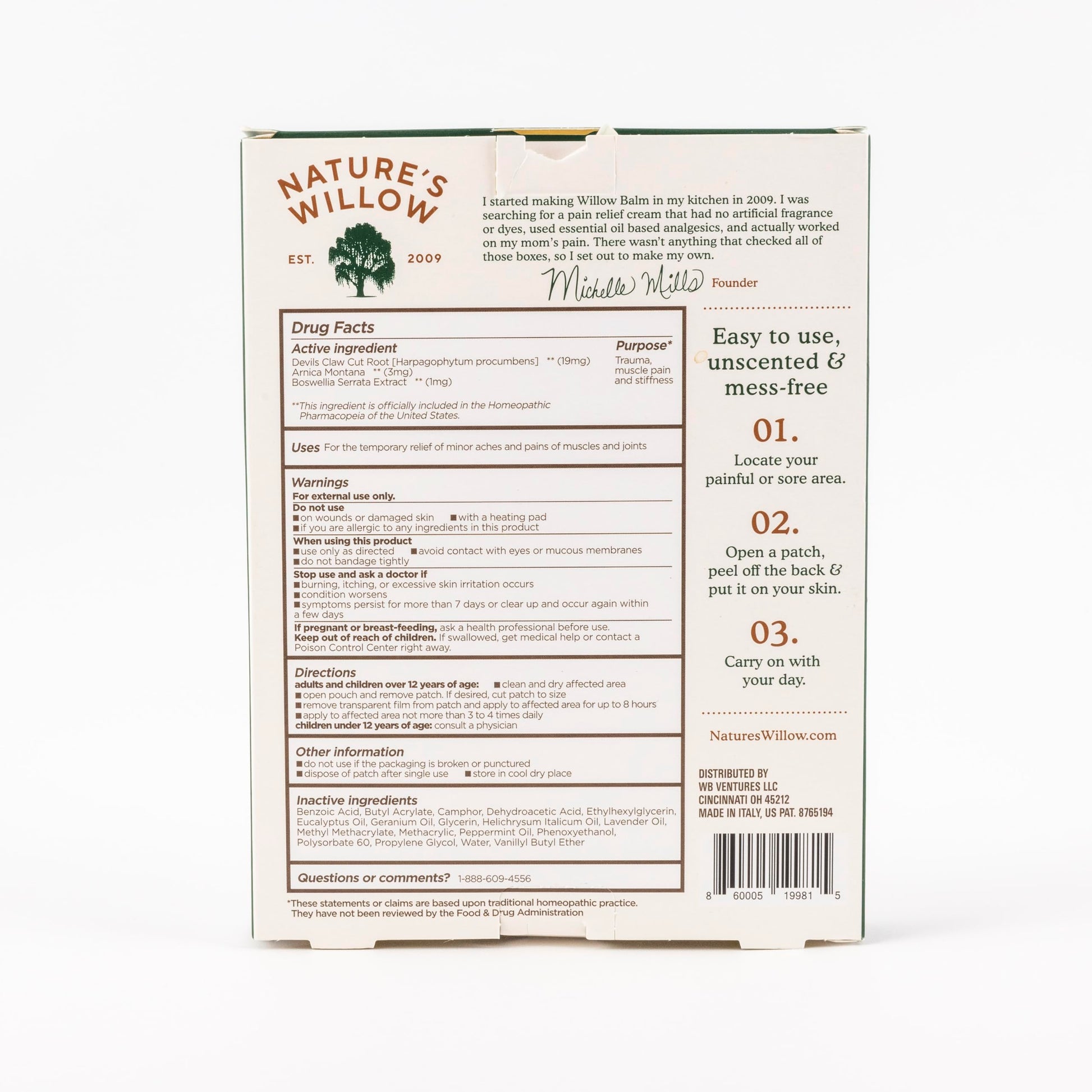 Nature's Willow Natural Pain Relief Patches for Muscles & Joints | Fast-Acting with White Willow Bark | Free from Artificial Fragrances & Dyes | 6 Patches per Pack (3-Pack) Nature's Willow uk supplements