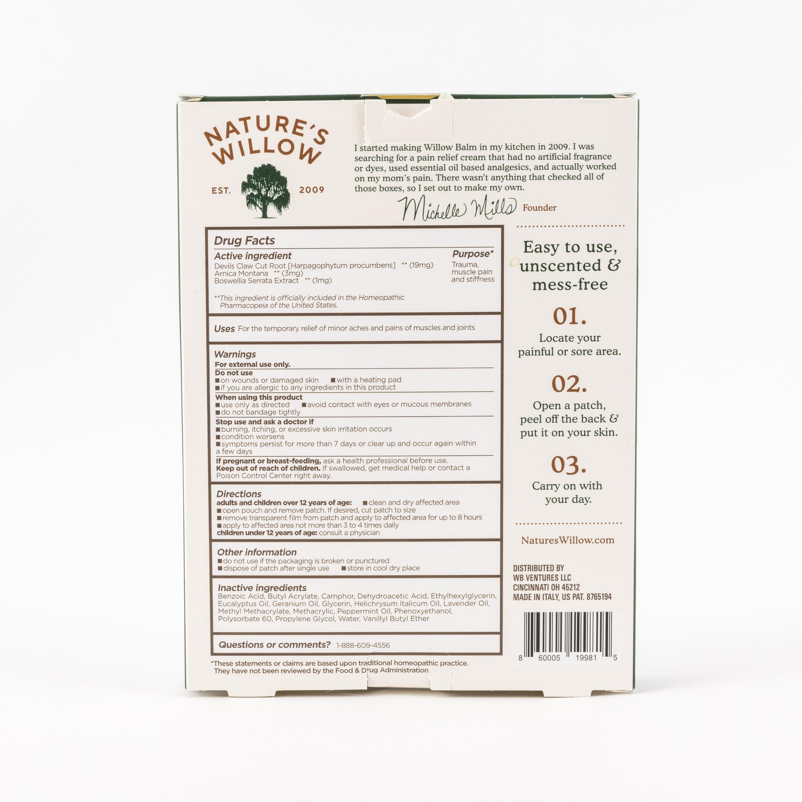 Nature's Willow Natural Pain Relief Patches for Muscles & Joints | Fast-Acting with White Willow Bark | Free from Artificial Fragrances & Dyes | 6 Patches per Pack (3-Pack) Nature's Willow uk supplements