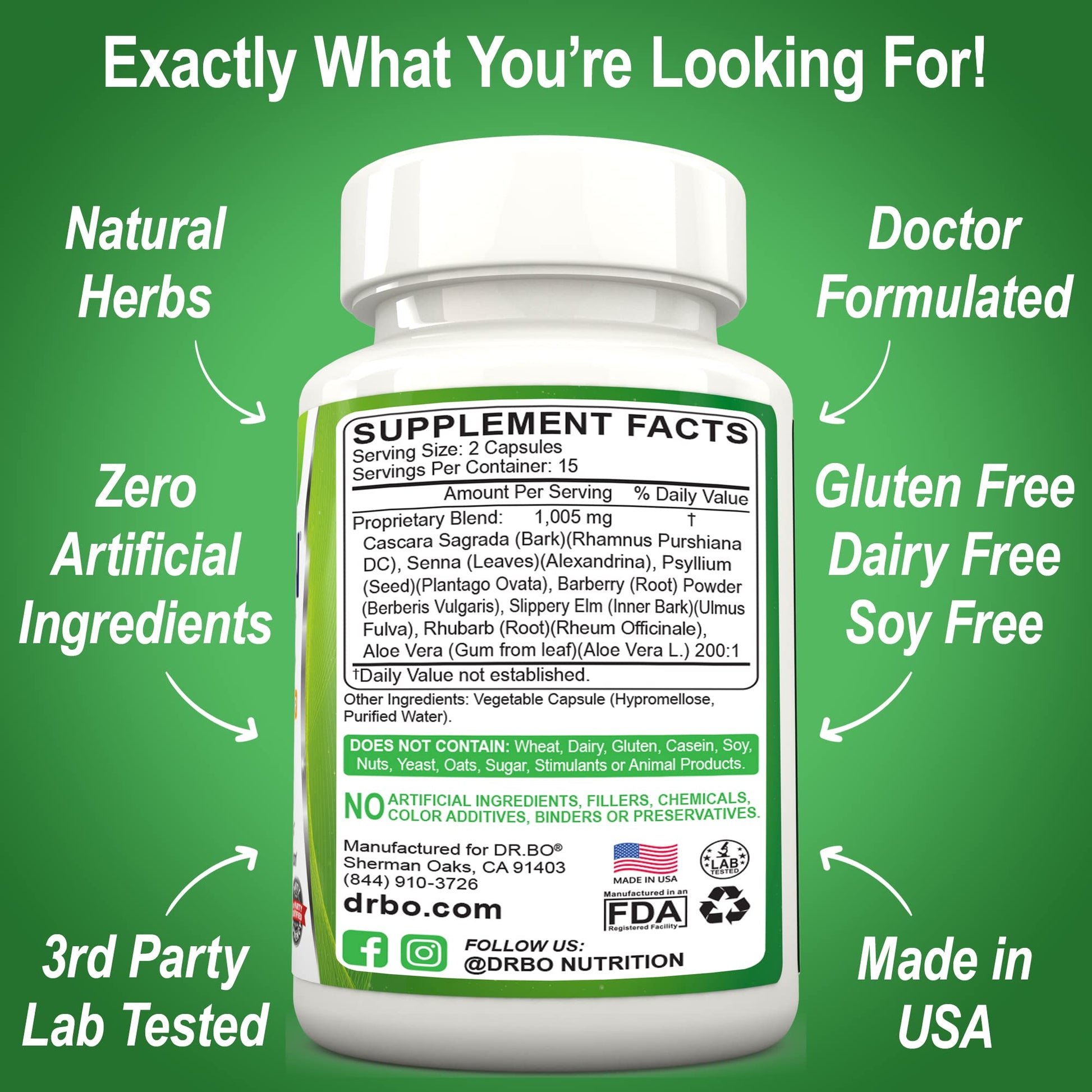Colon Cleanse Detox Formula - Natural Bowel Cleanser Pills for Intestinal Bloating & Fast Digestive DR. BO uk supplements