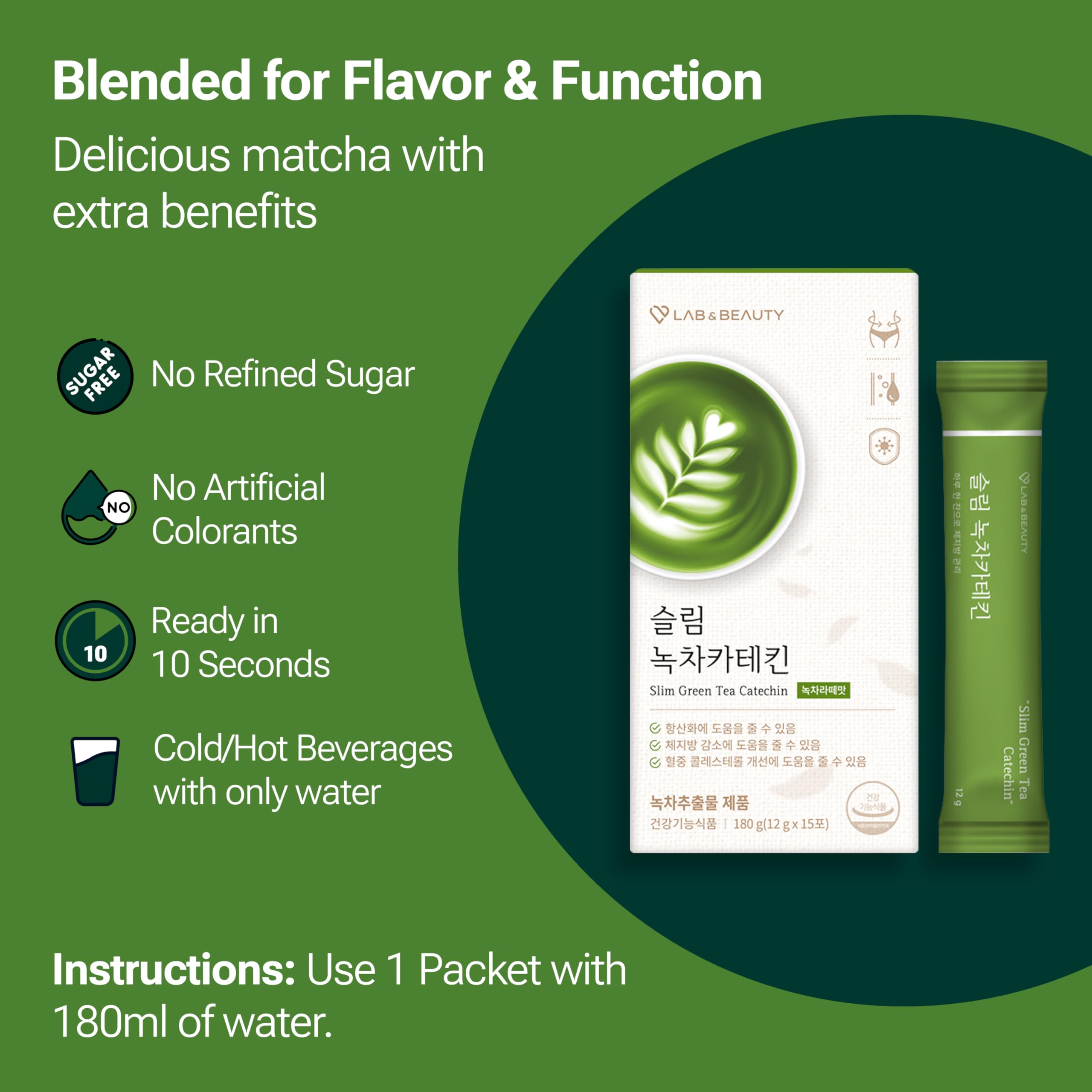 Slim Green Tea Catechin - Matcha Latte Flavor - 15 Pack - Supports Healthy Weight JAYU uk supplements