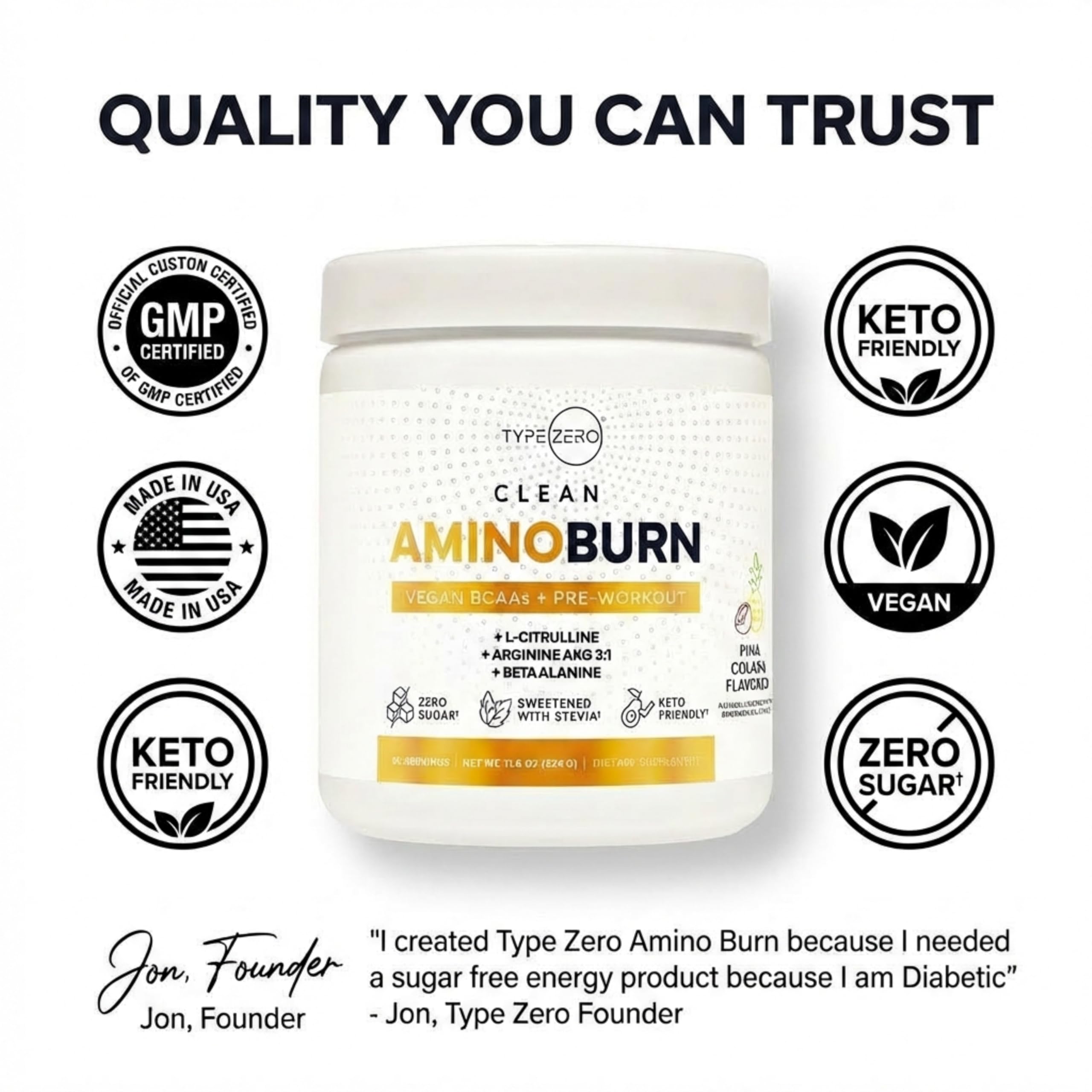 Type Zero Amino Burn Vegan BCAAs + Pre-Workout (Pina Colada Flavored) Type Zero uk supplements