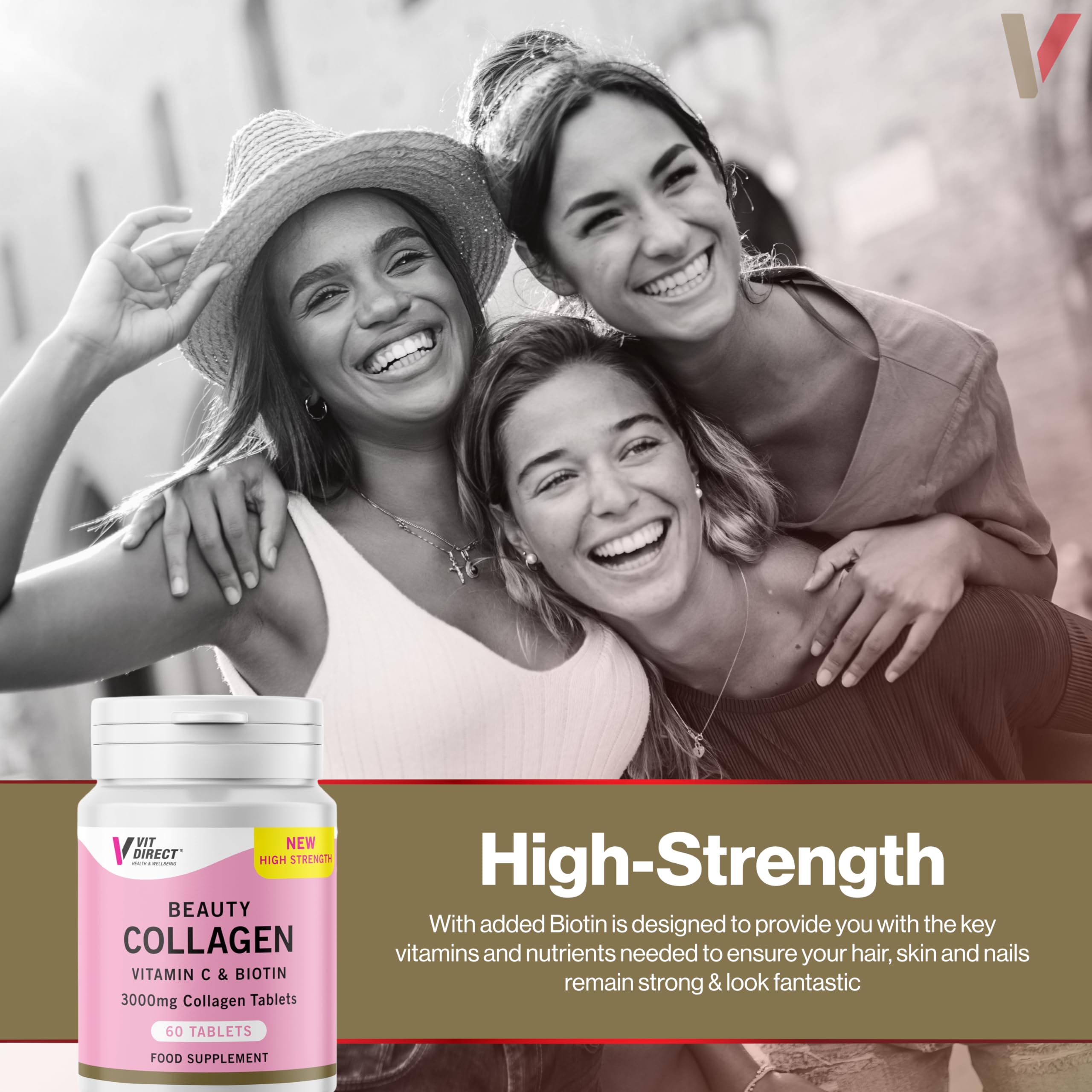 Vit Direct - Beauty Collagen Tablets (Plus Biotin) - 60 Tablets - Two Month Supply Vit Direct uk supplements