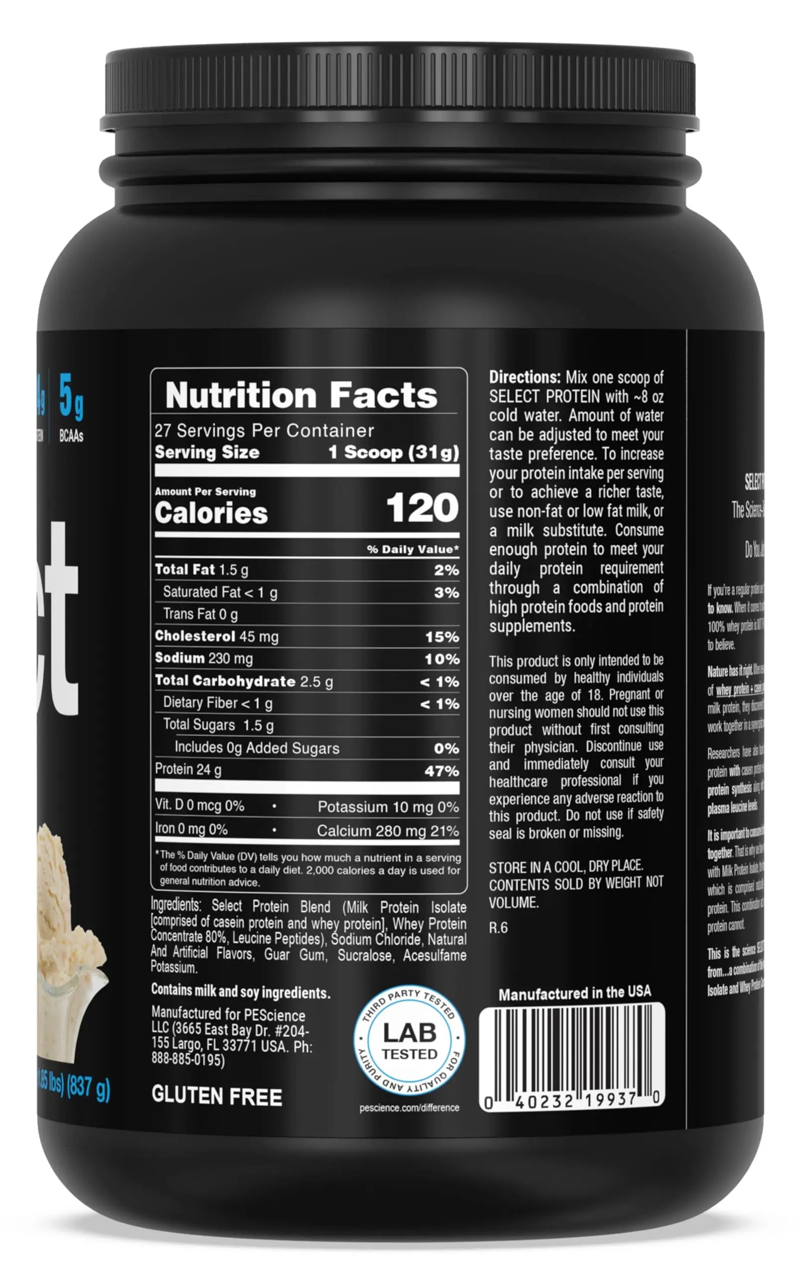 PEScience Select Protein Powder, Whey and Casein Blend, Lean Protein Powder for Women and Men, Low Calorie, Low Carb, Keto Friendly, Gluten Free, Gourmet Vanilla - 27 Servings PEScience uk supplements