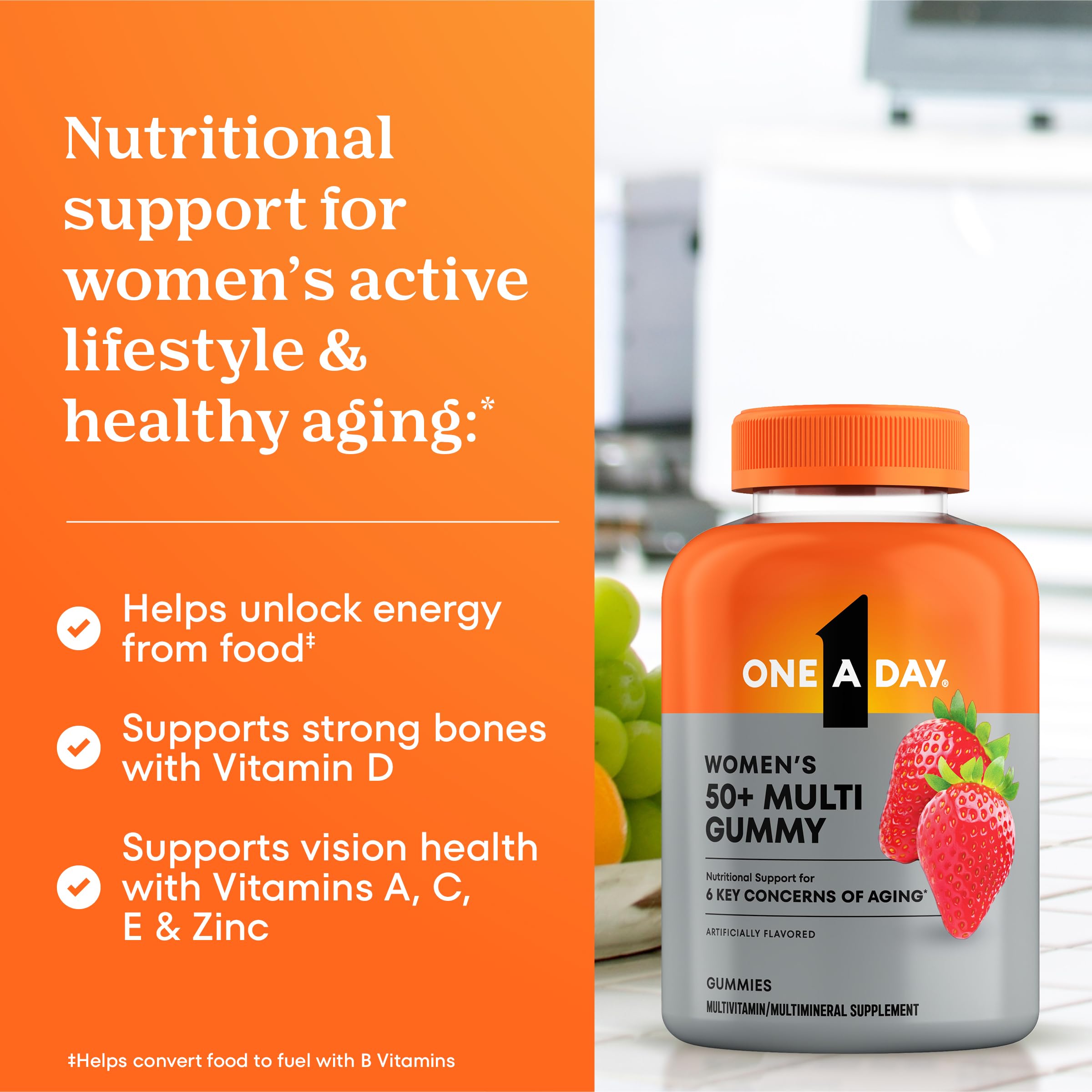 One A Day Multivitamin for Women 50 and Over, Women's Multivitamin Gummy 50 plus for Immune Support ONE A DAY uk supplements