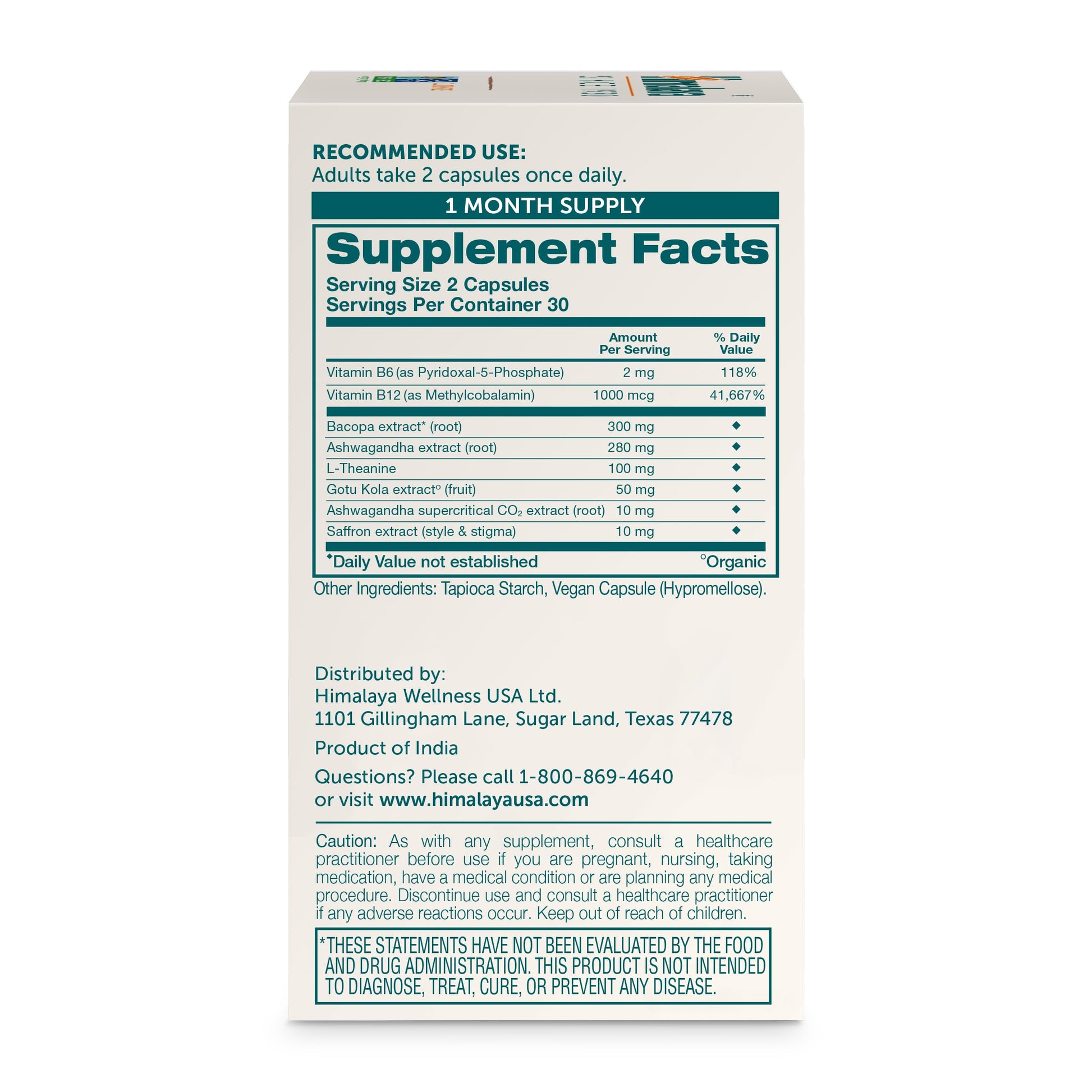 Himalaya Focused Mind Supplement, with Ashwagandha, Bacopa & L-Theanine for Attention, Focus and Energy Support, 60 Vegan Capsules, Gluten Free, 1 Month Supply Himalaya uk supplements