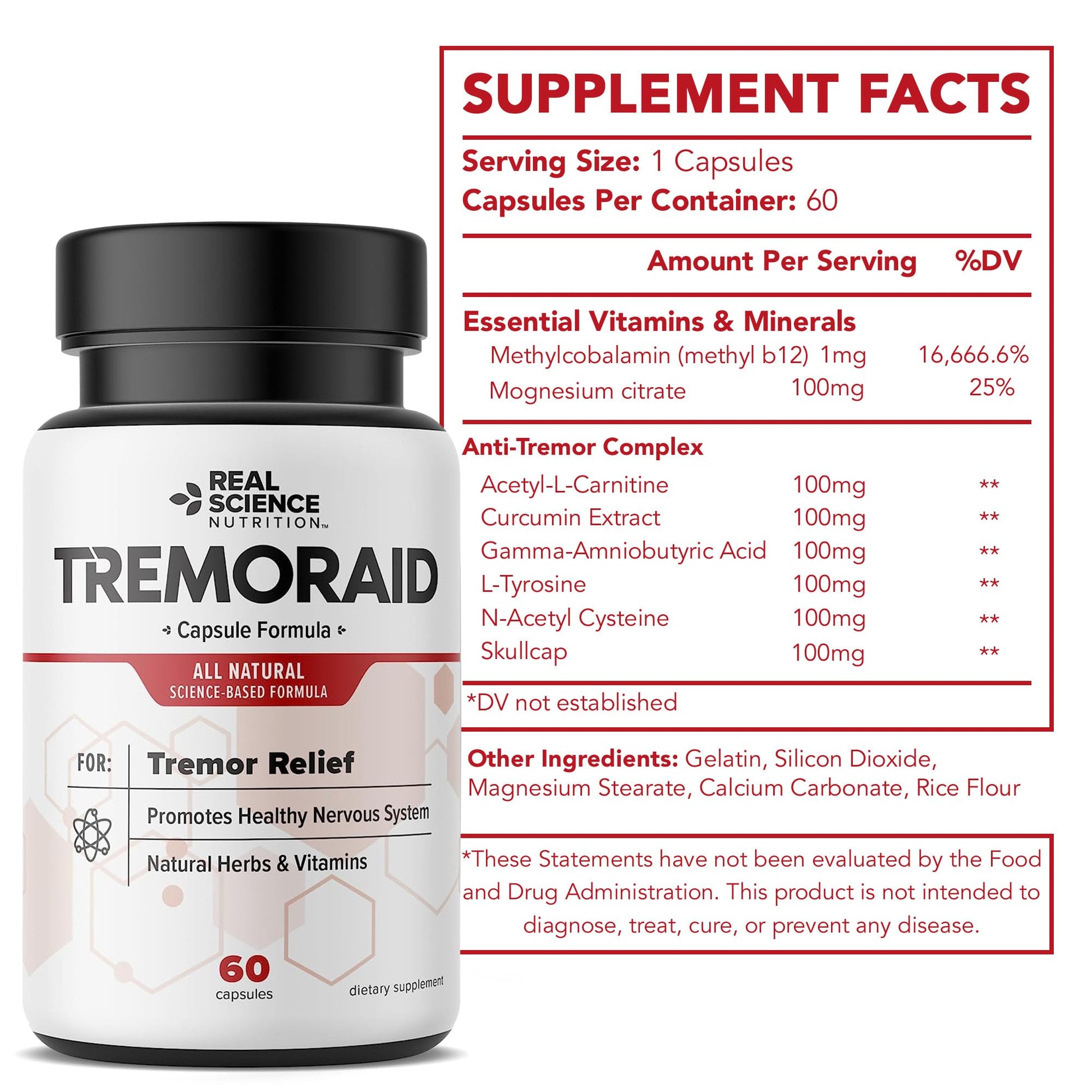 Tremoraid Essential Tremor Relief Supplements (60 Caps)* (3 Bottles) Tremoraid uk supplements