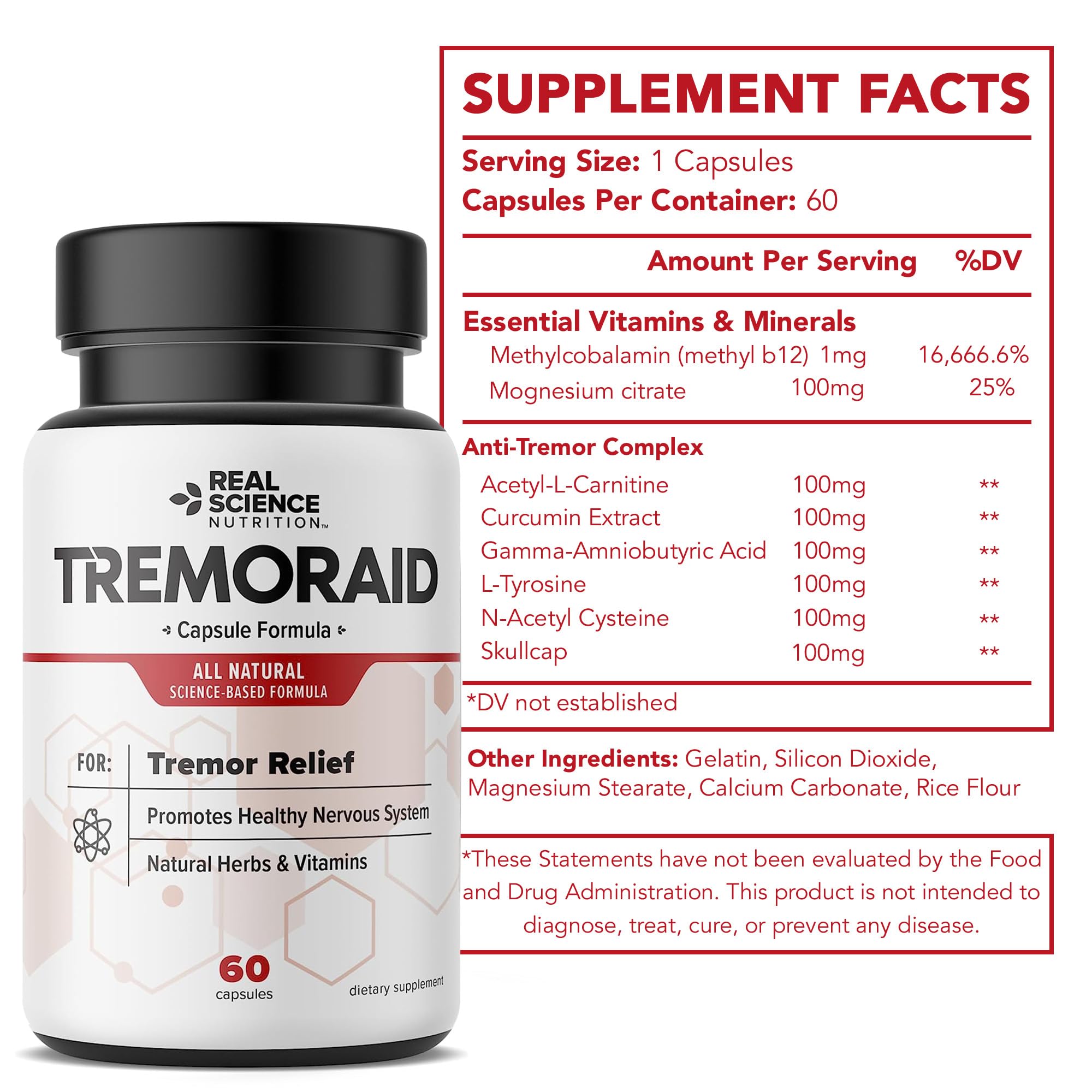 Tremoraid Essential Tremor Relief Supplements (60 Caps)* (3 Bottles) Tremoraid uk supplements