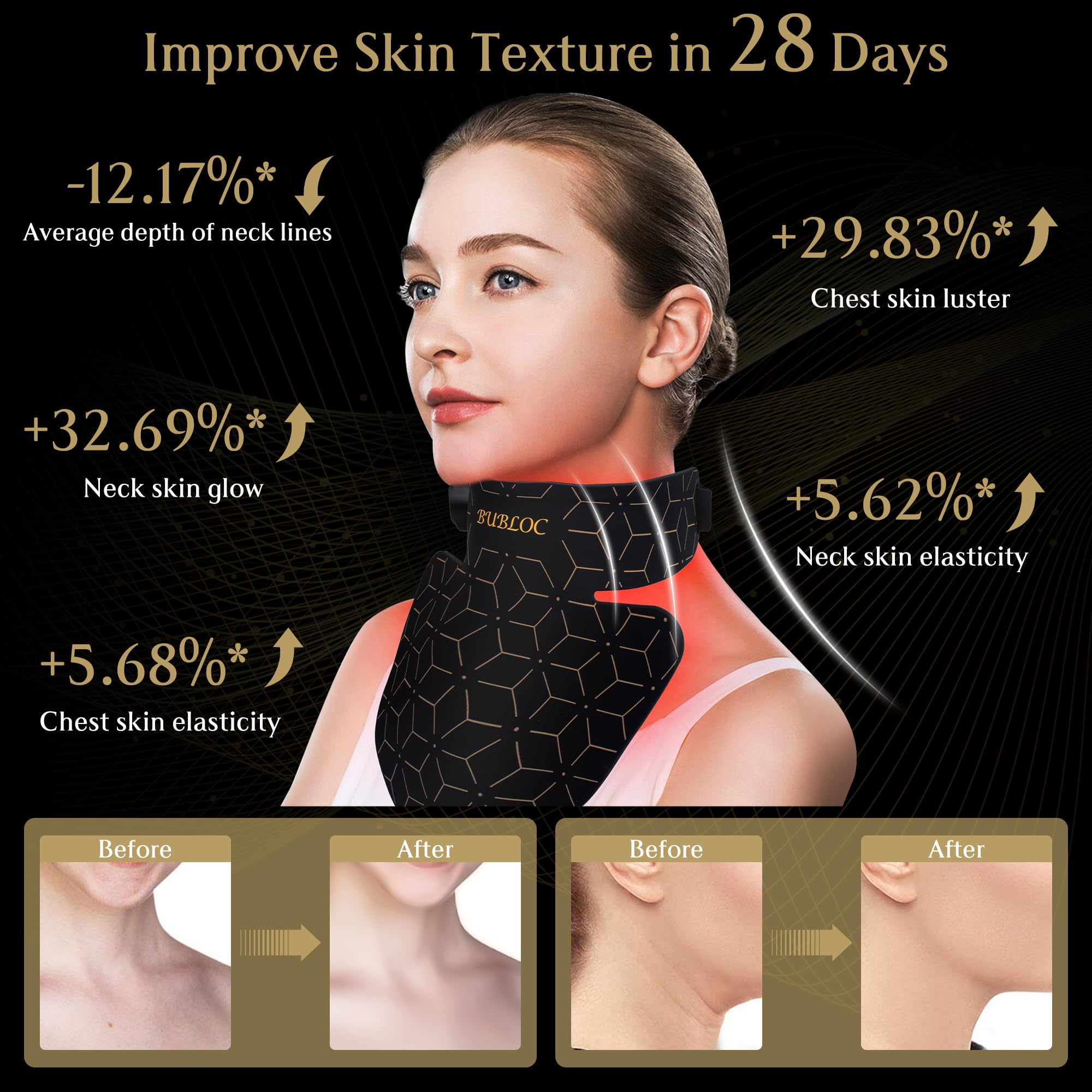 Upgraded Red Light Therapy Mask for Neck & Décolleté, 850 nm Wireless Infrared Light Therapy Suitable BUBLOC uk supplements
