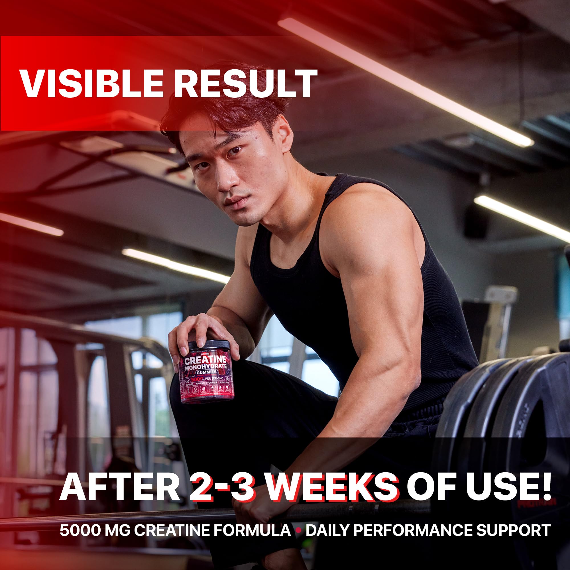 Hofnie Creatine Monohydrate Gummies 5000 mg – Vegan, Sugar-Free Pre Workout Creatine for Men & Women – Raspberry & BlackBerry Flavored Chewable Creatine Monohydrate, 120 Gummies (30-Day Supply) Hofnie uk supplements